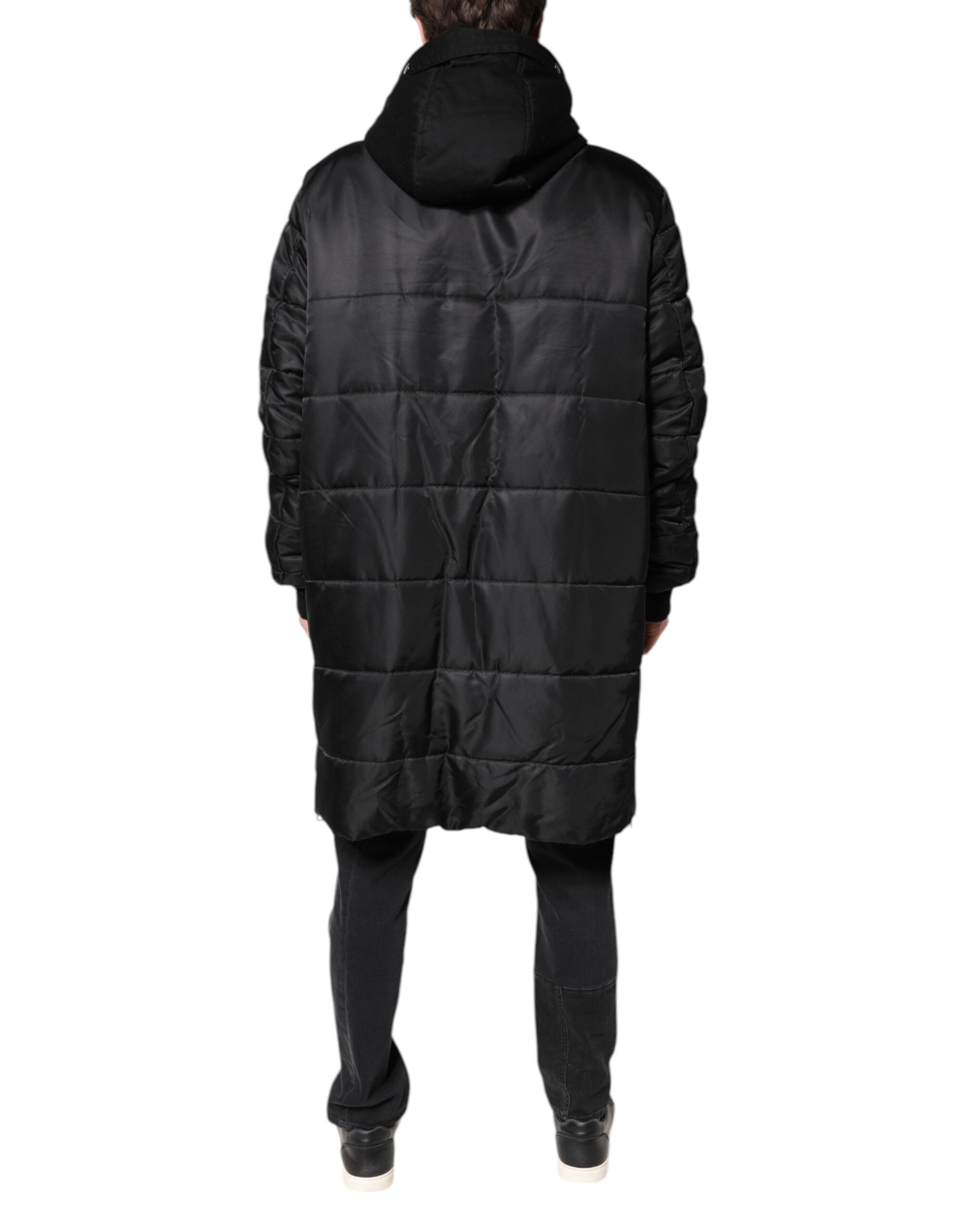 Dolce & Gabbana Black Hooded Parka Winter Men Coat Jacket