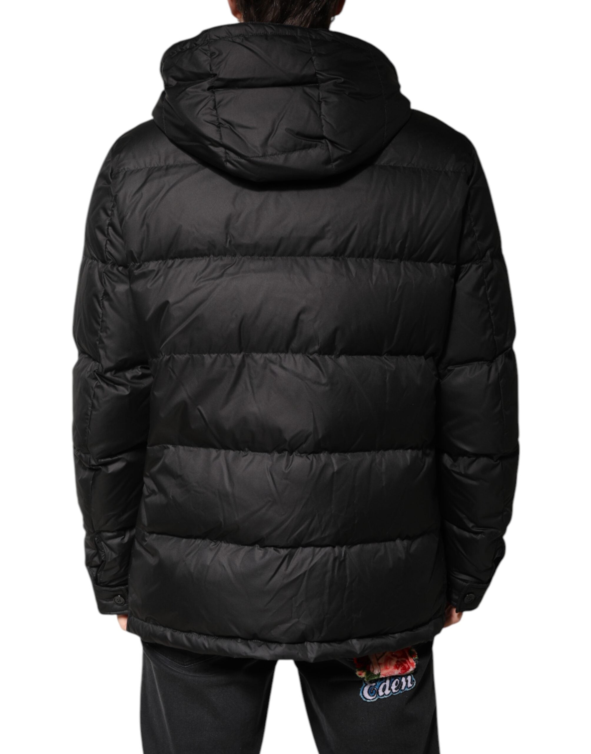 Dolce & Gabbana Black Hooded Parka Coat Winter Jacket