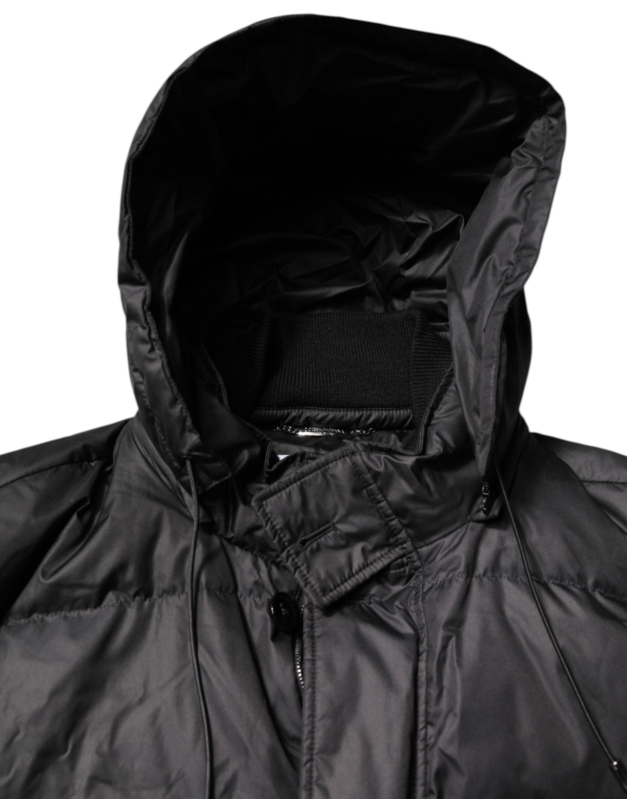 Dolce & Gabbana Black Hooded Parka Coat Winter Jacket