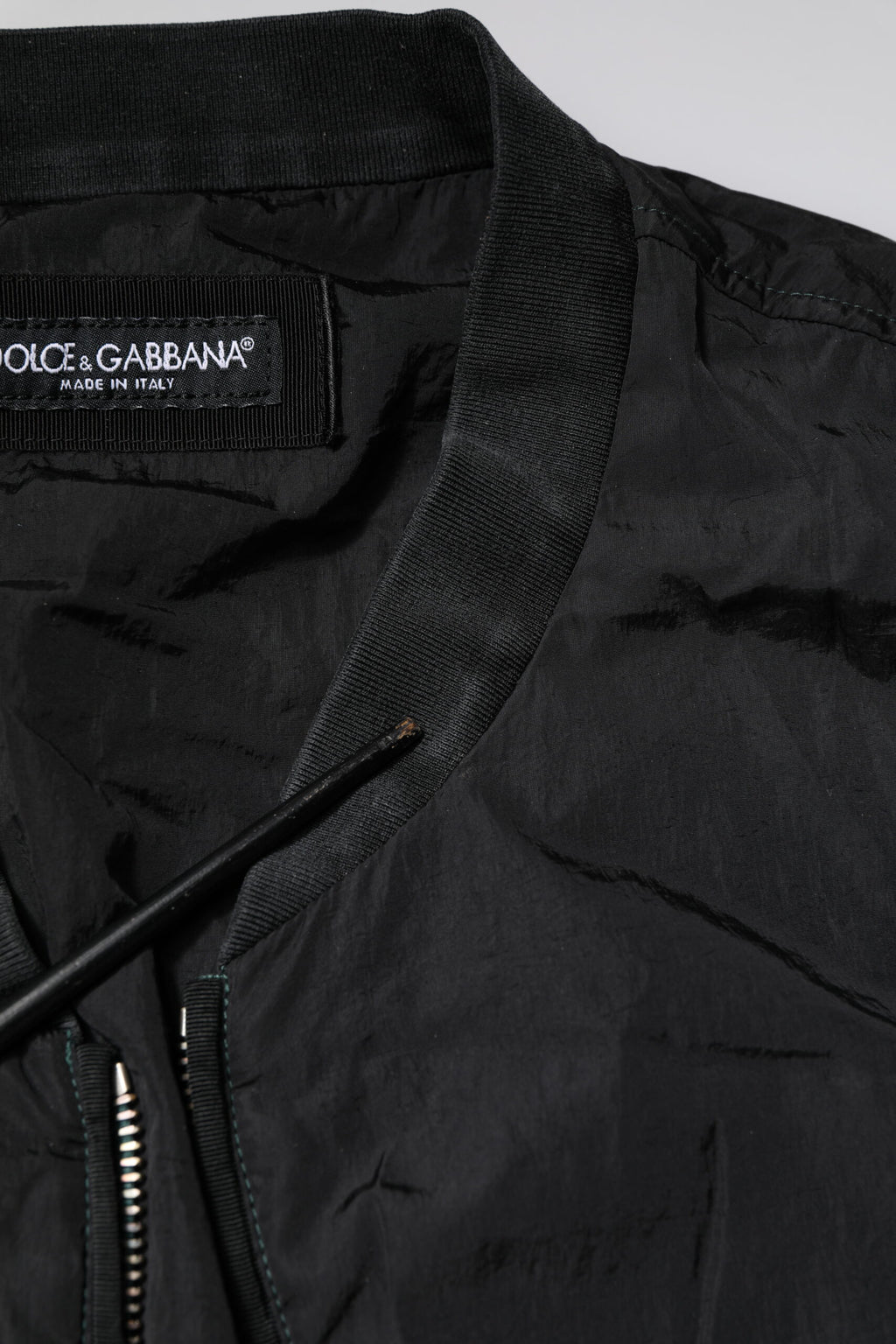 Dolce & Gabbana Black Nylon Logo Full Zip Bomber Jacket
