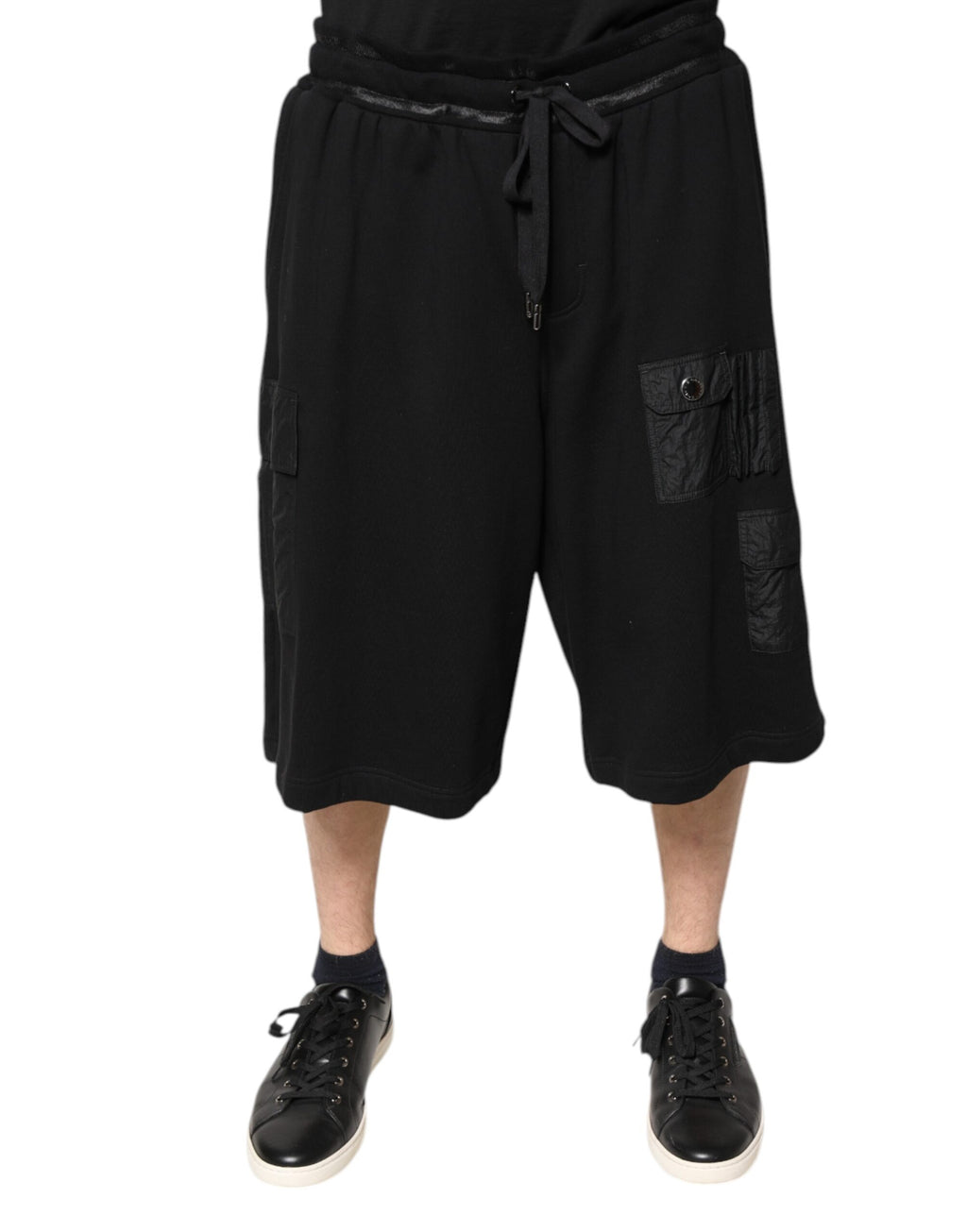 Dolce & Gabbana Black Cotton Men Cargo Sweatshorts Shorts