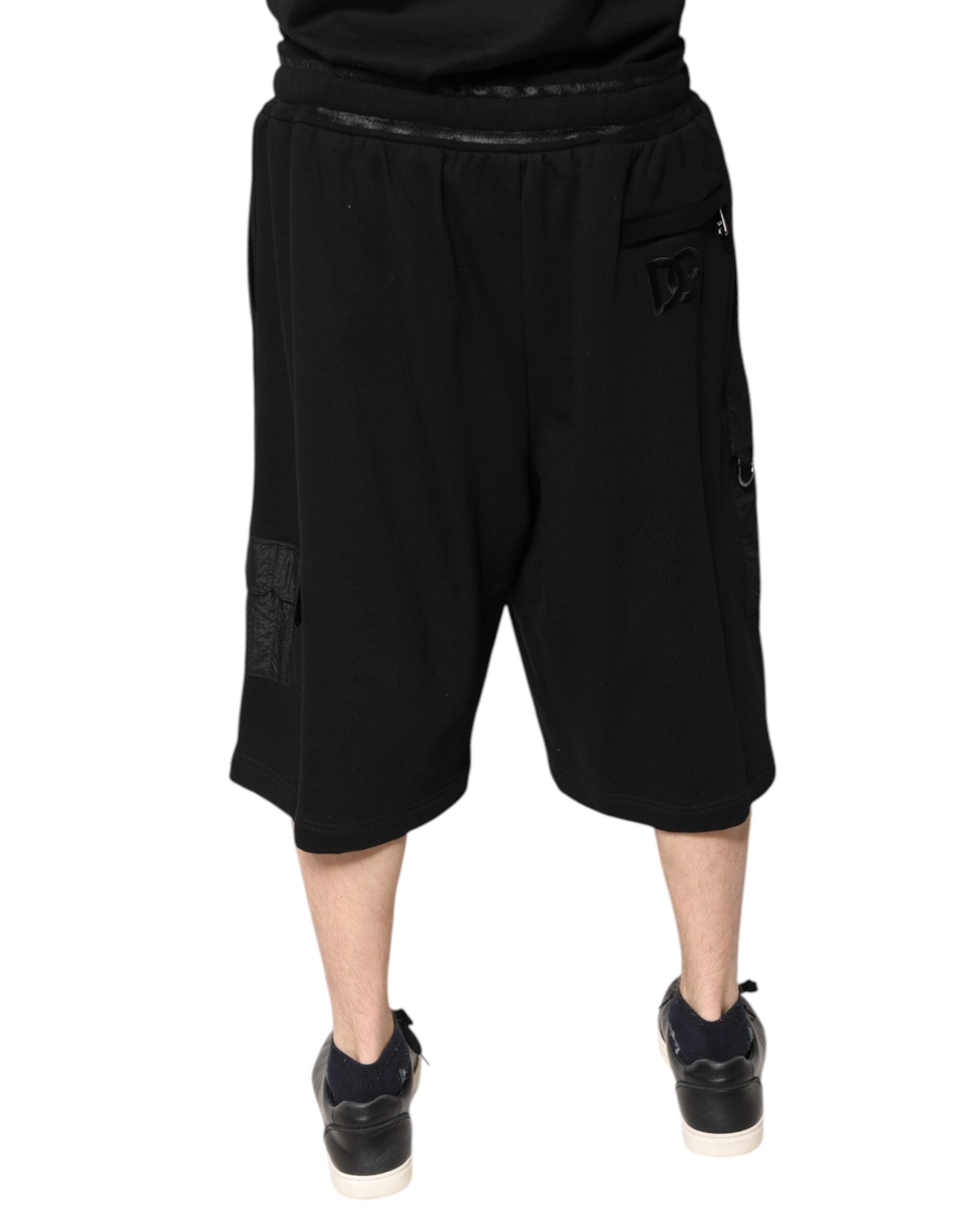 Dolce & Gabbana Black Cotton Men Cargo Sweatshorts Shorts