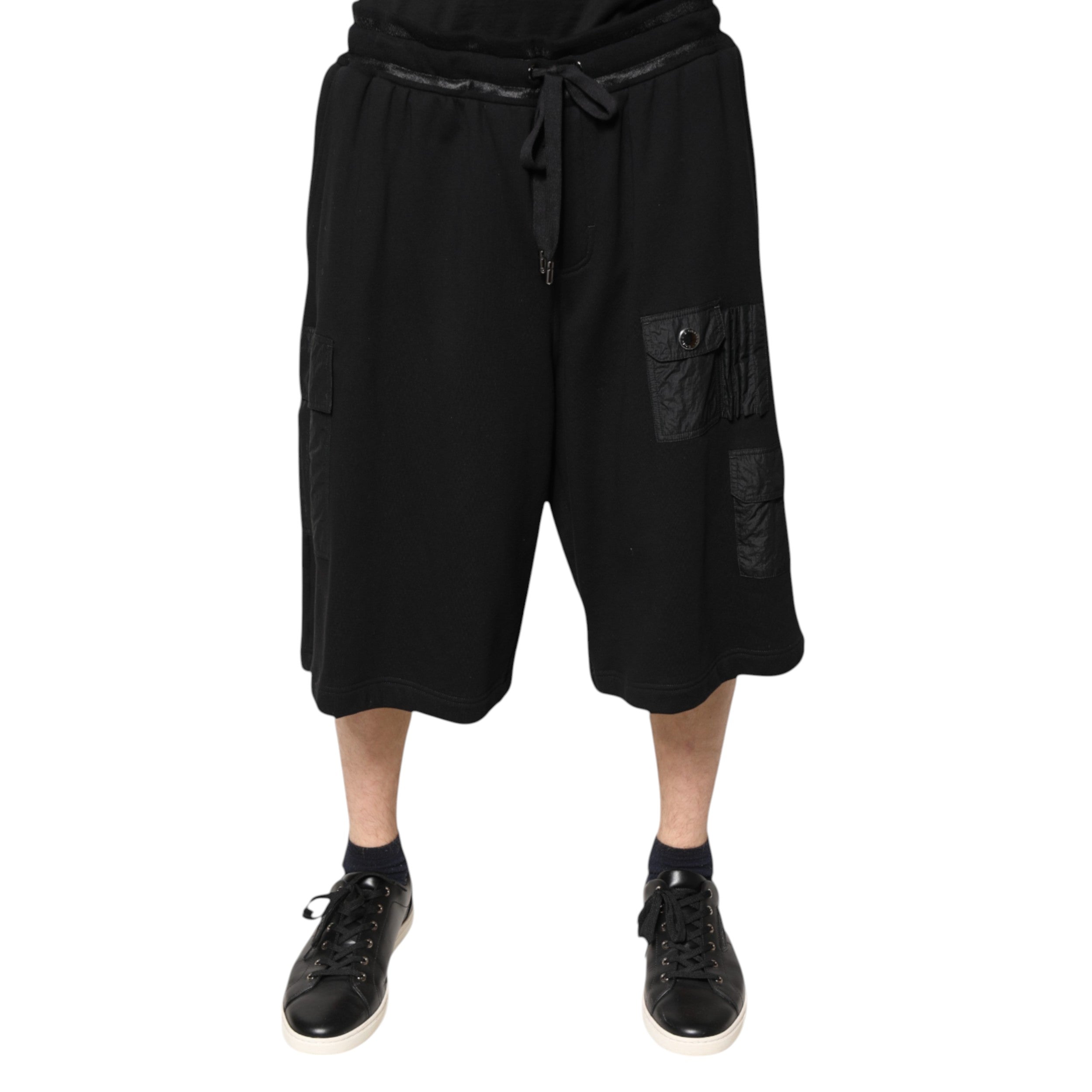 Dolce & Gabbana Black Cotton Men Cargo Sweatshorts Shorts