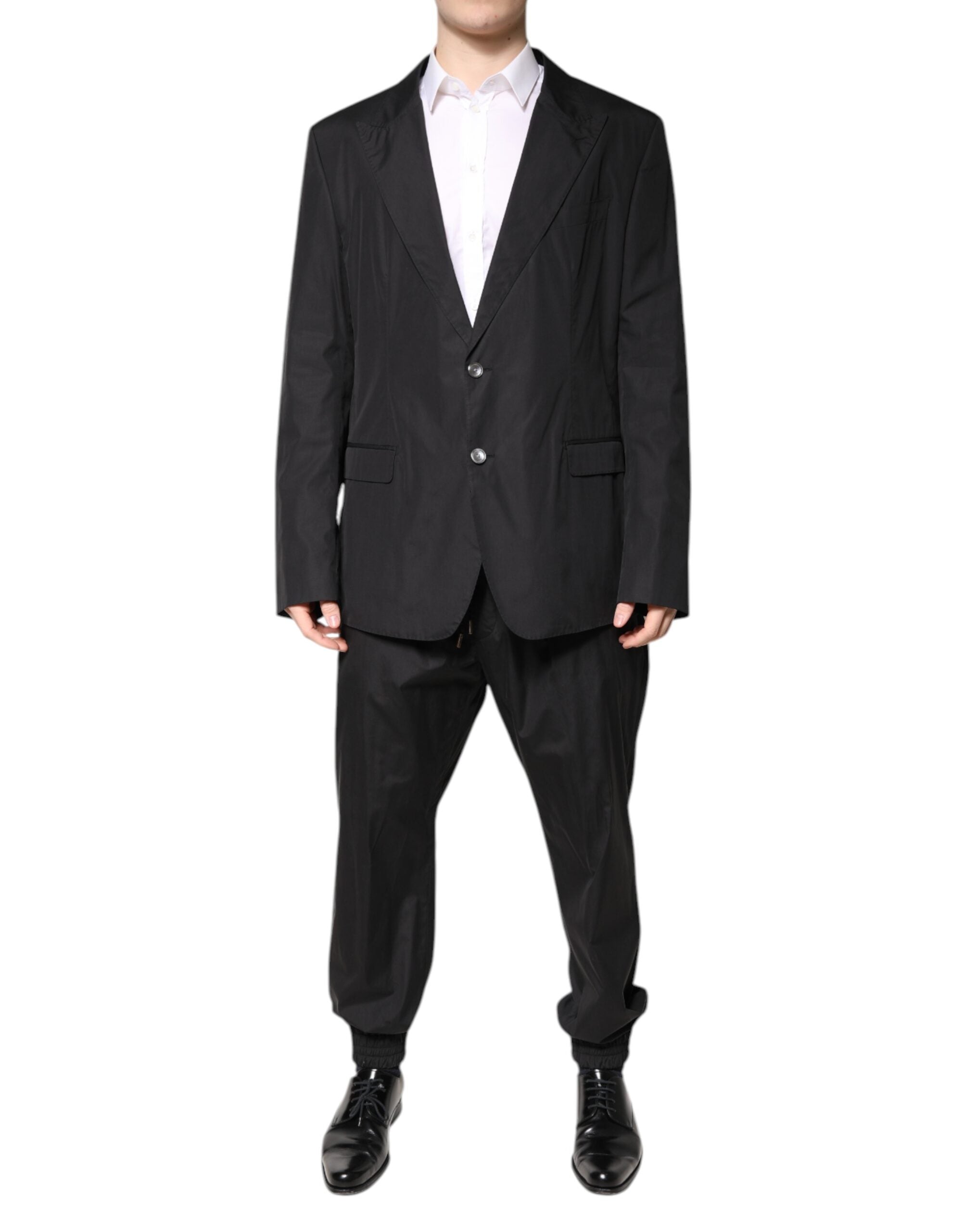 Dolce & Gabbana Black Cotton Single Breasted 2 Piece Suit