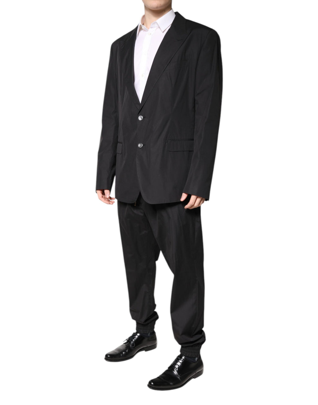 Dolce & Gabbana Black Cotton Single Breasted 2 Piece Suit