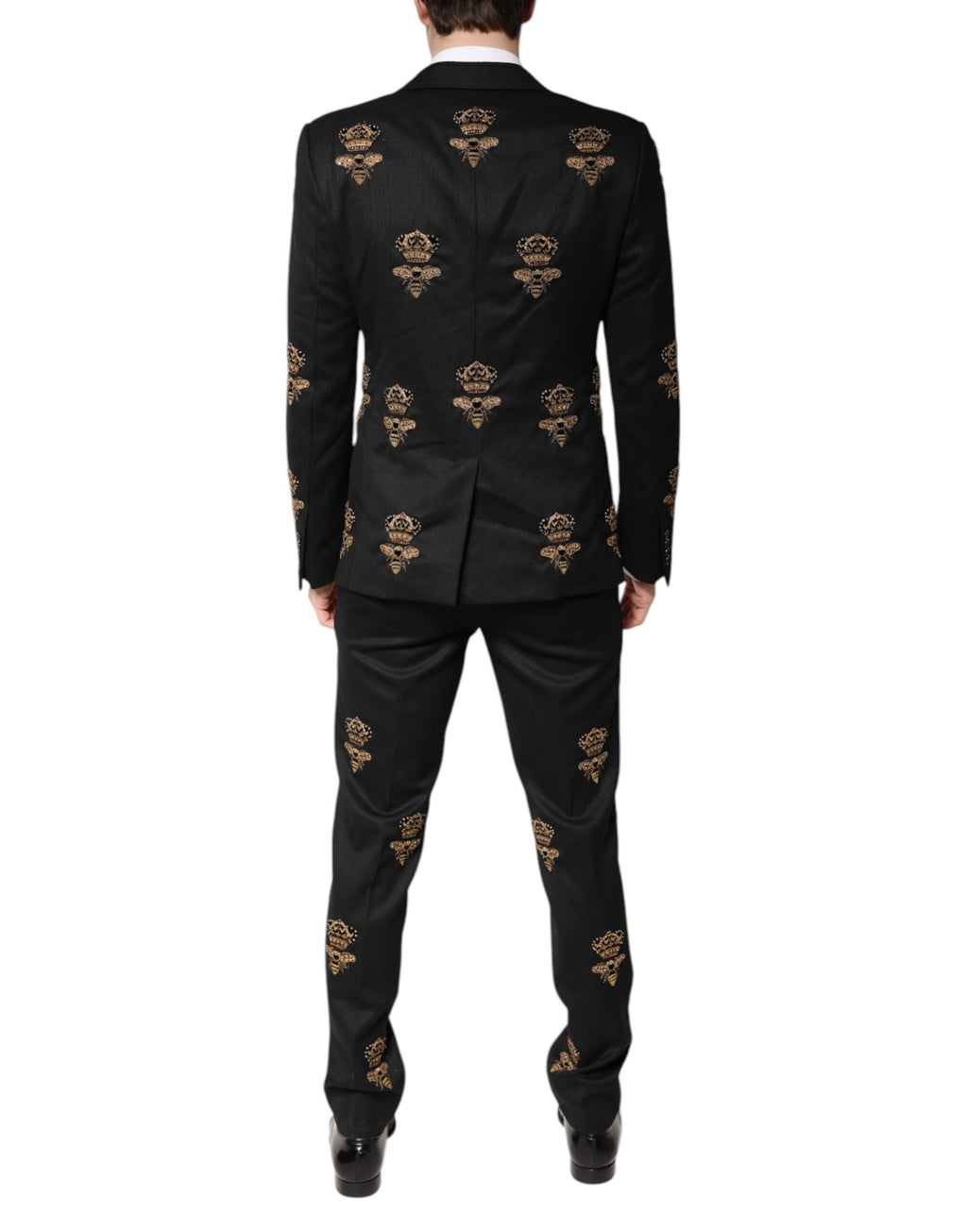 Dolce & Gabbana Black Bee Crown Embroidery 2 Piece Suit