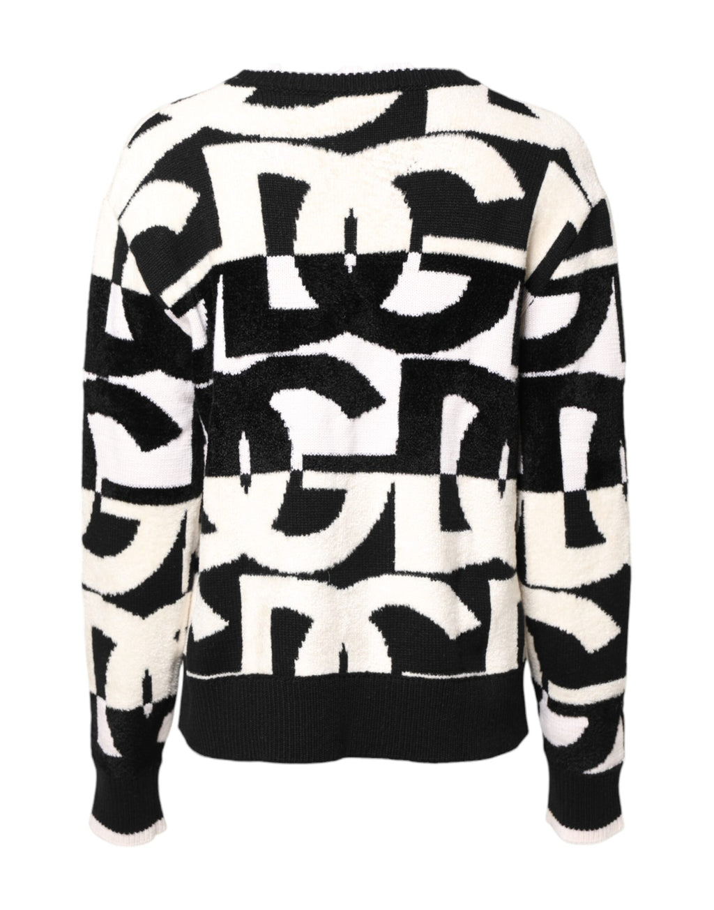 Dolce & Gabbana White Black Logo Print Women Pullover Sweater