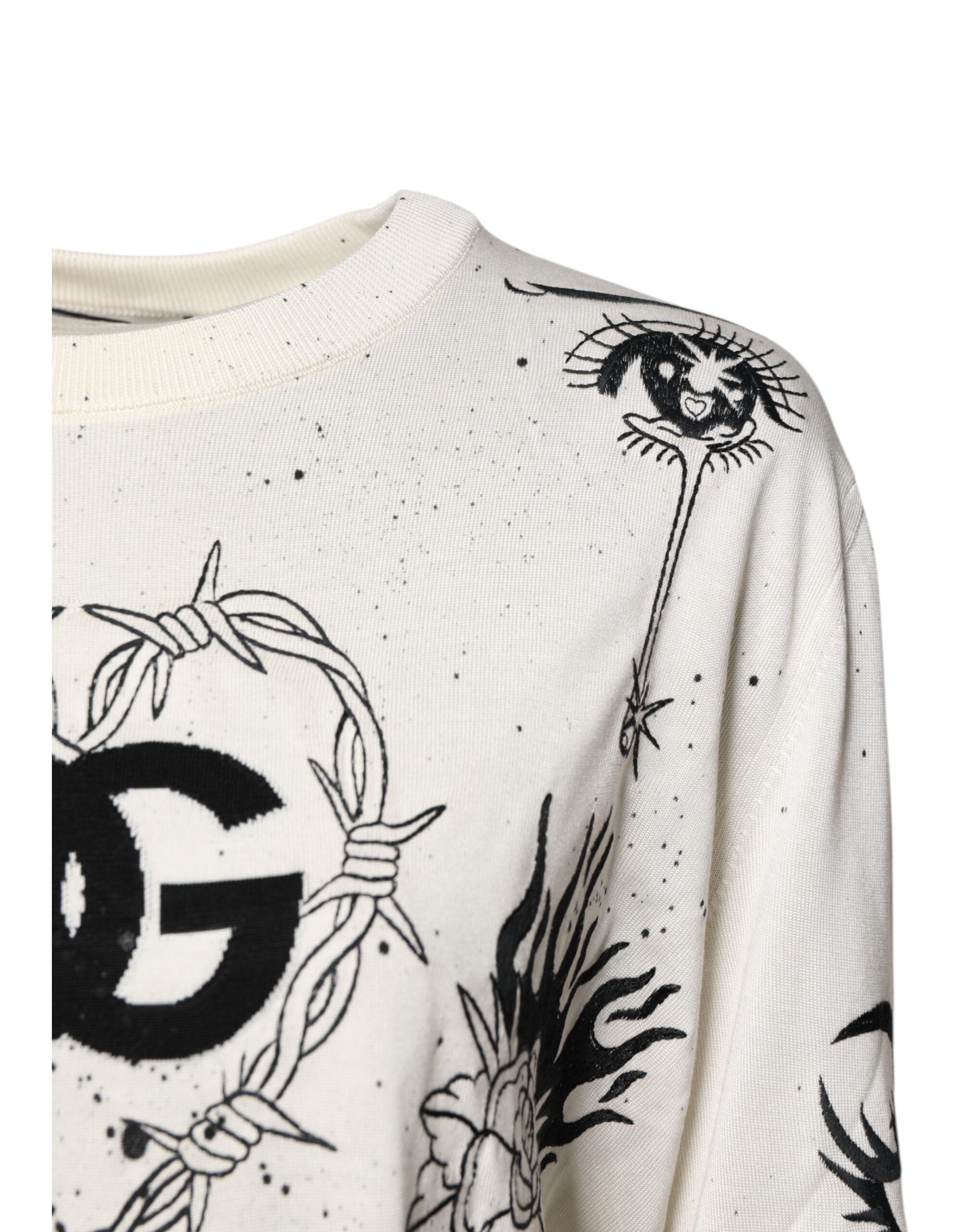 Dolce & Gabbana White Logo Angel Print Women Pullover Sweater