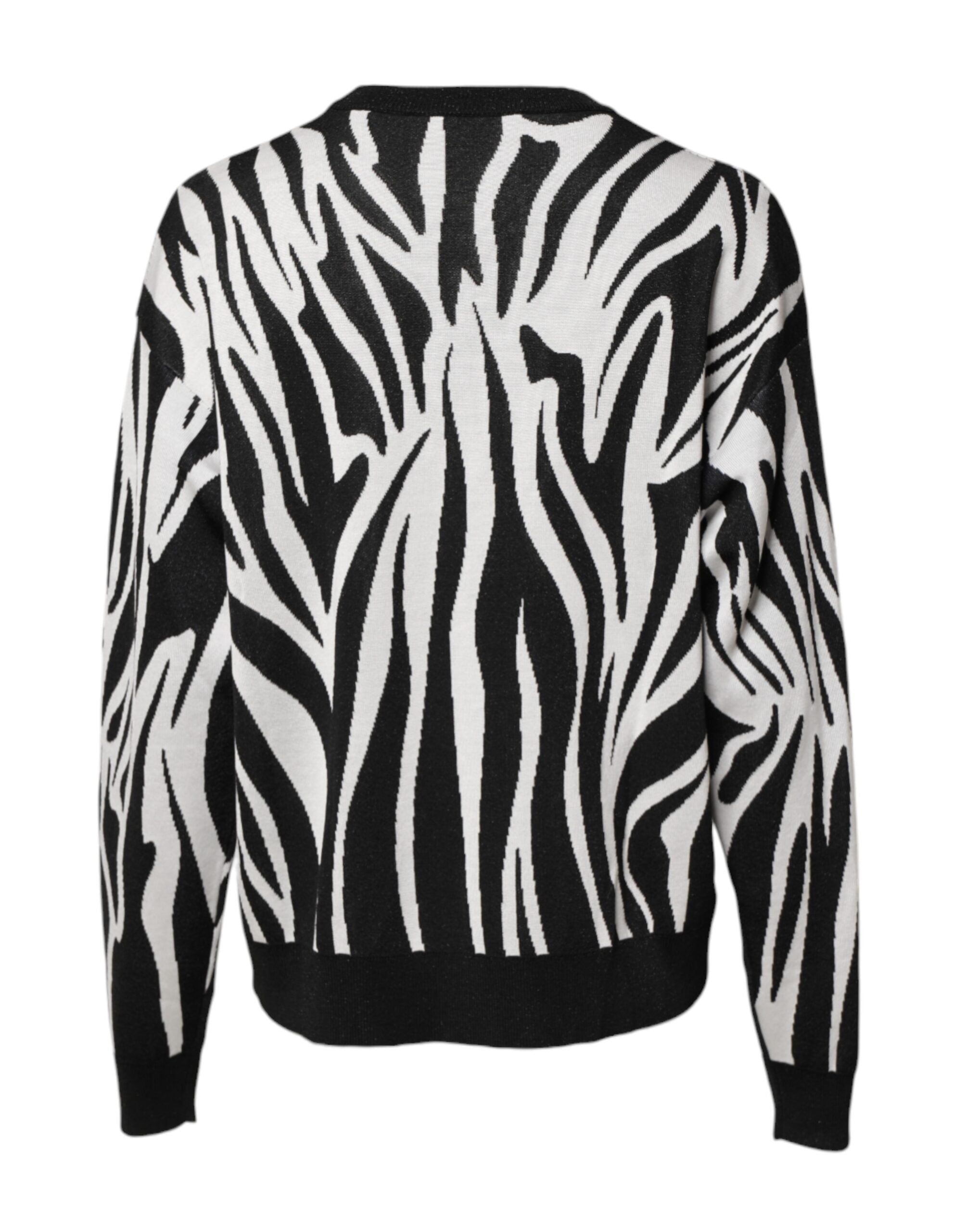 Dolce & Gabbana Black White Print Women Pullover Sweater