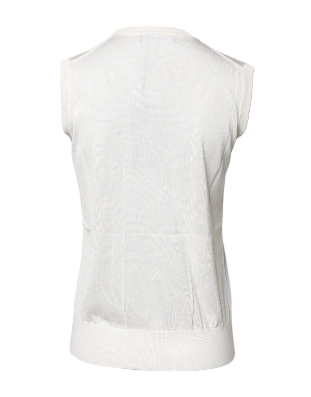 Dolce & Gabbana White Silk Round Neck Sleeveless Tank Top