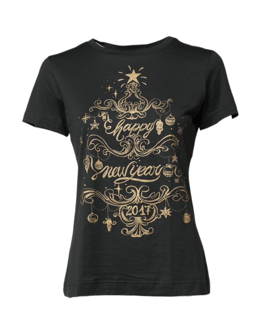 Dolce & Gabbana Black Cotton Round Neck Short Sleeve T-shirt