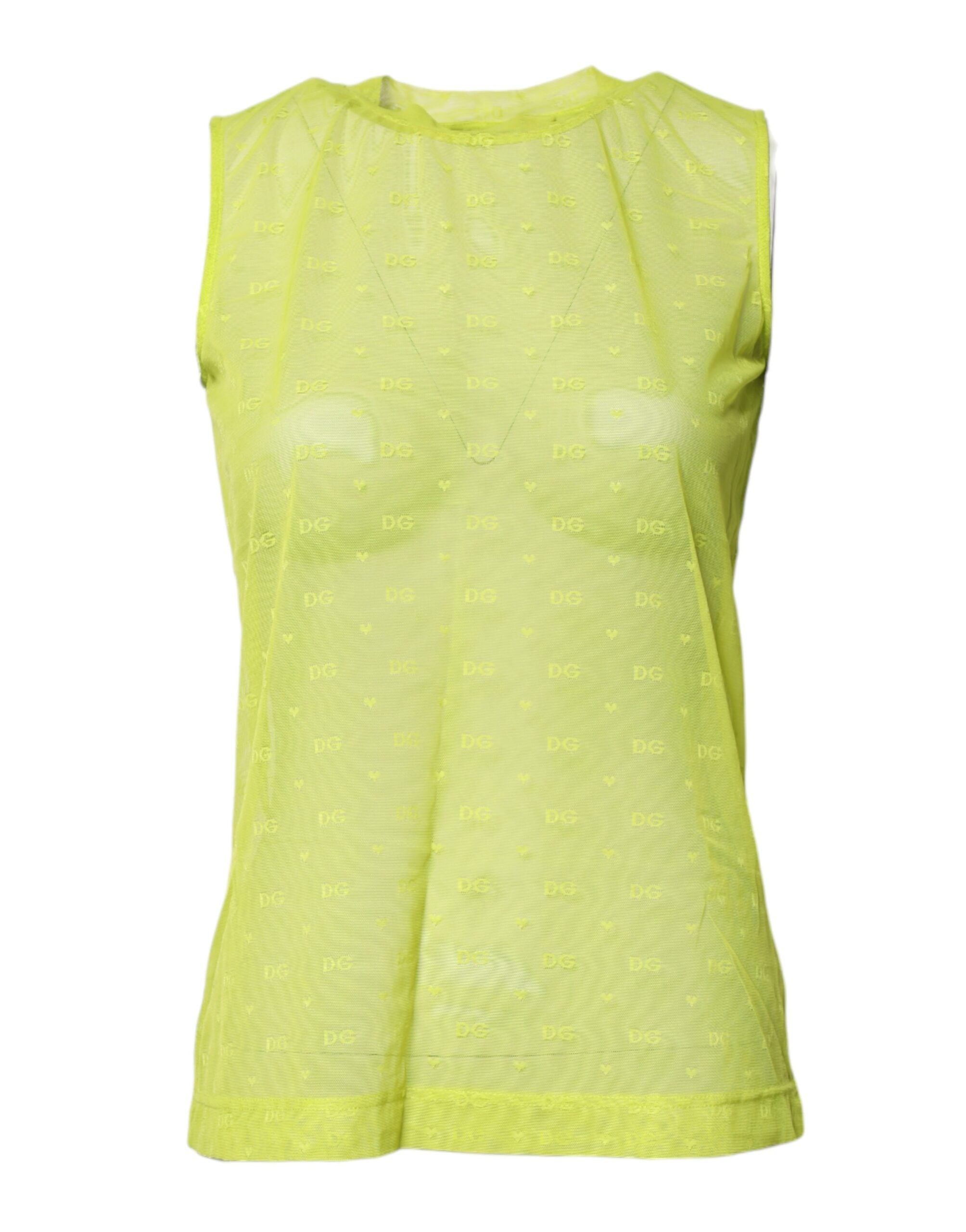 Dolce & Gabbana Green Nylon See Through Women Sleeveless Tank Top