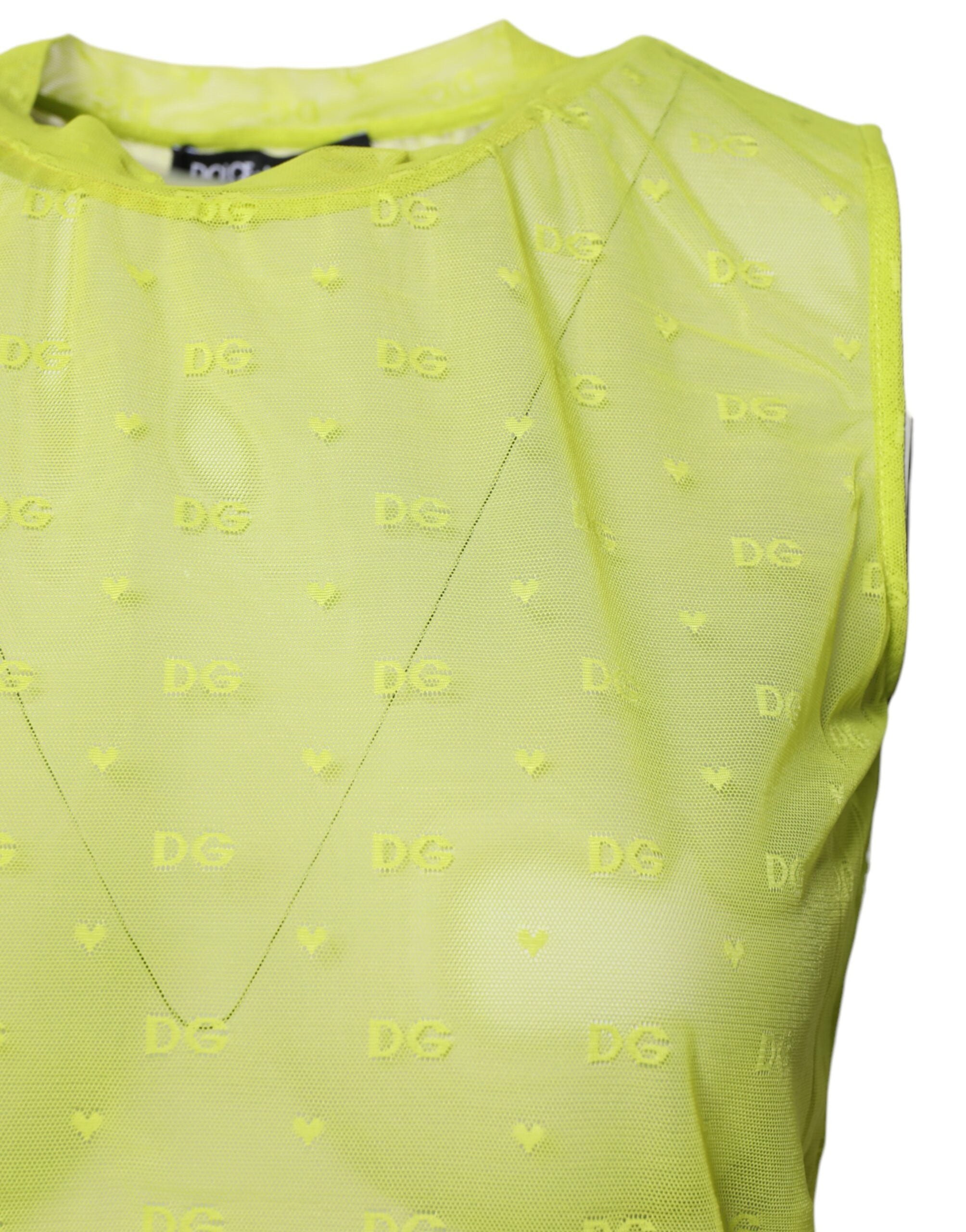 Dolce & Gabbana Green Nylon See Through Women Sleeveless Tank Top