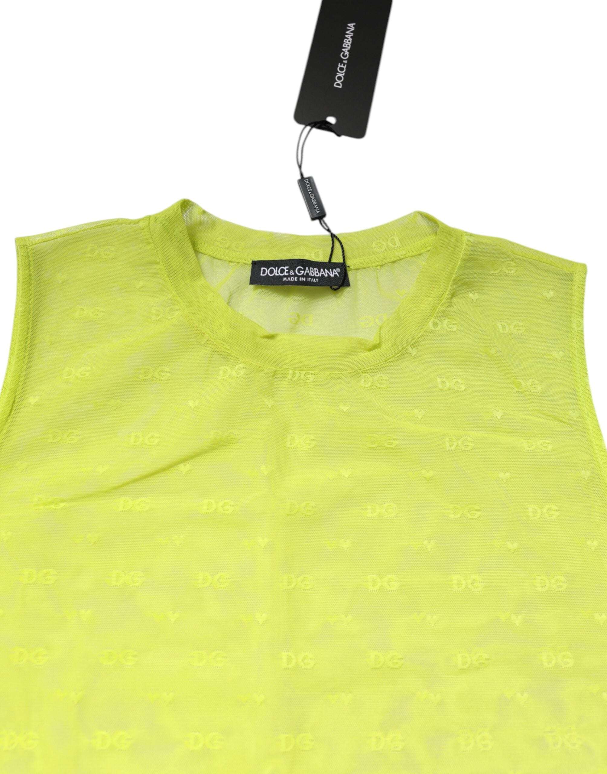 Dolce & Gabbana Green Nylon See Through Women Sleeveless Tank Top