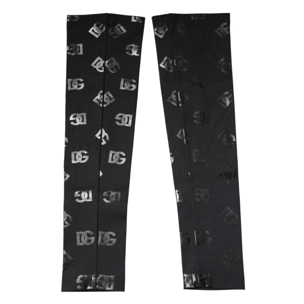 Dolce & Gabbana Black DG Logo Monogram Wool Stretch Arm Sleeves