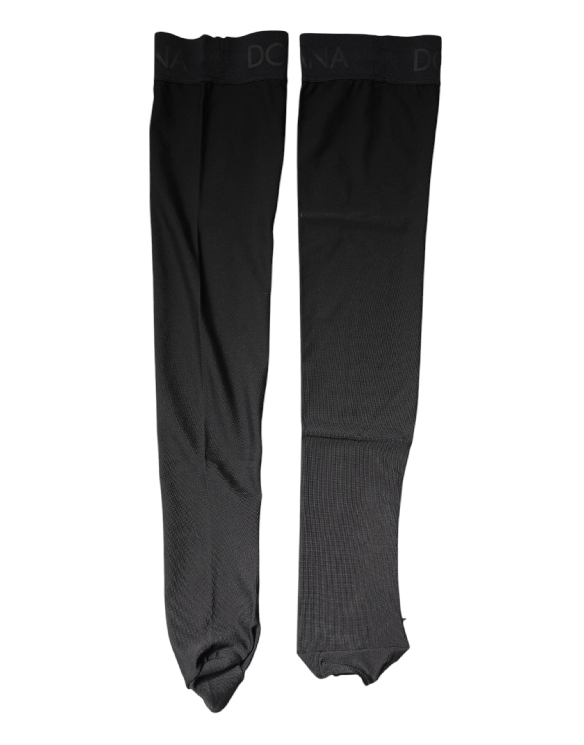 Dolce & Gabbana Black Viscose Stretch Over Calf Stockings Socks