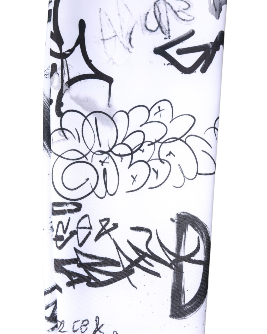 Dolce & Gabbana White Graffiti Cotton Over Calf Stockings Socks