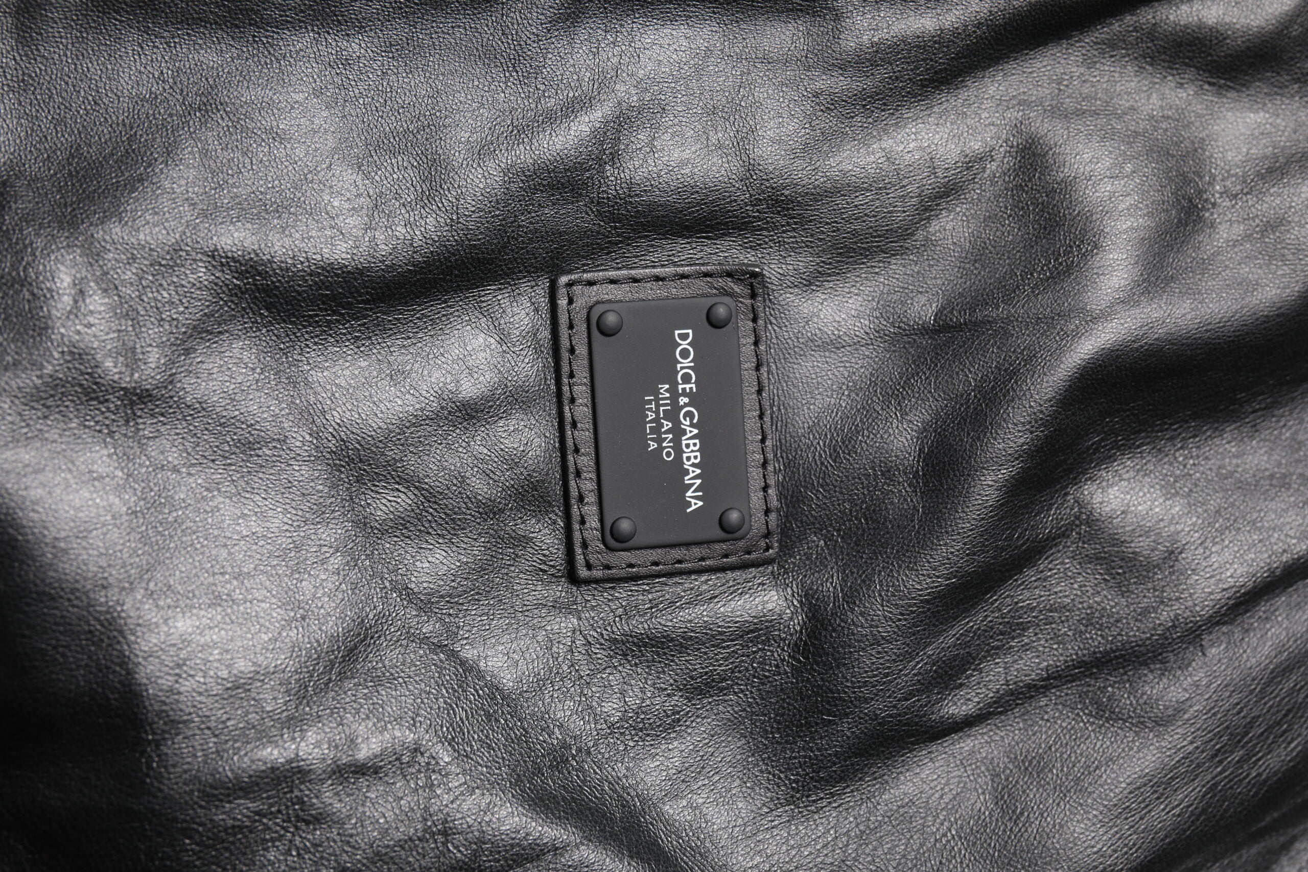 Dolce & Gabbana Black Lambskin Leather Full Zip Biker Jacket