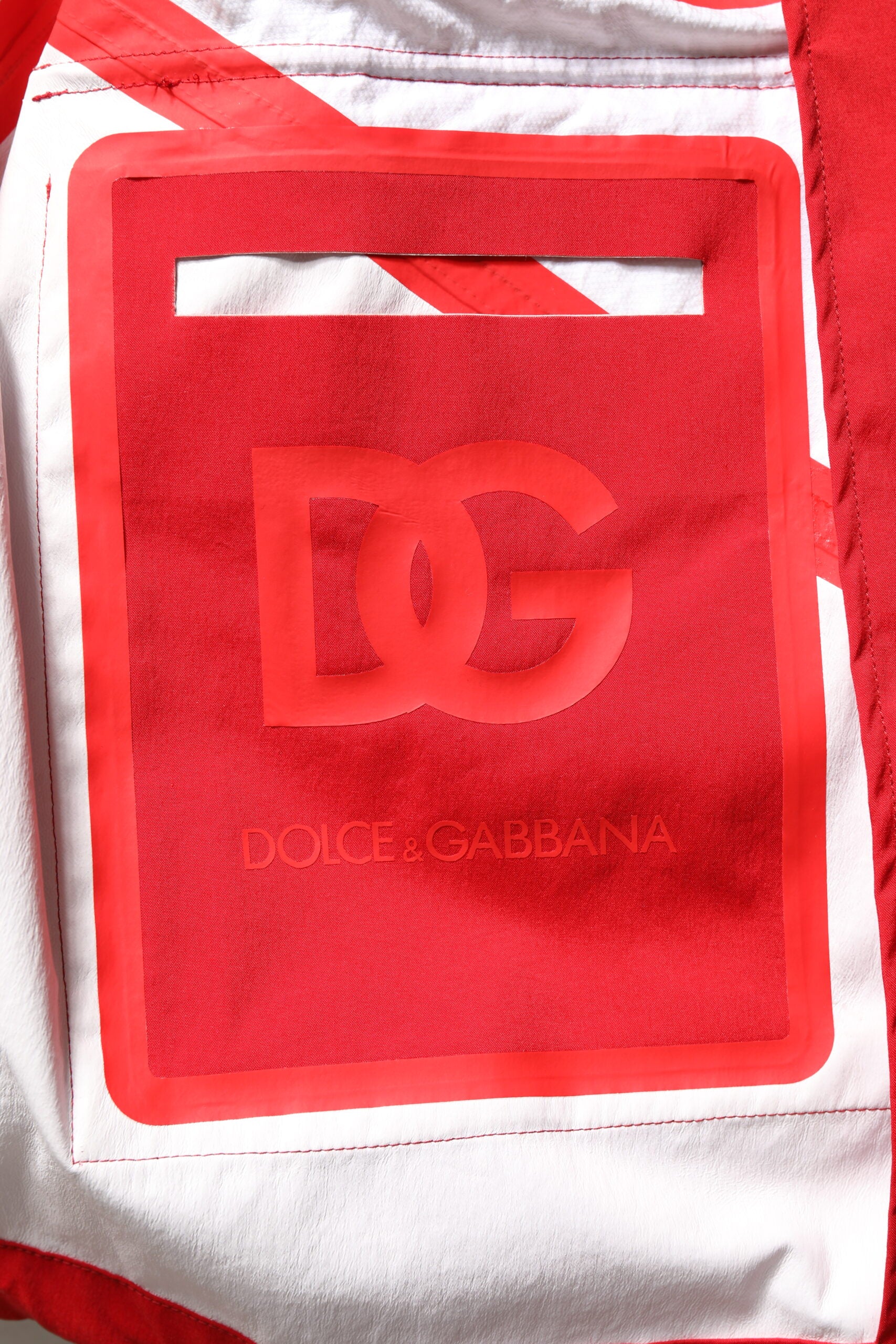 Dolce & Gabbana Red White Nylon Full Zip Windbreaker Jacket