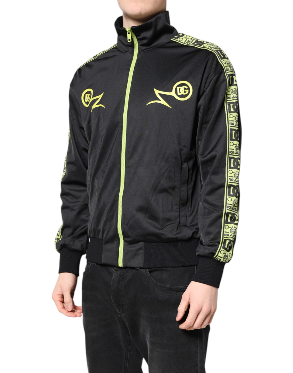 Dolce & Gabbana Black Logo Turtleneck Zip Bomber Jacket