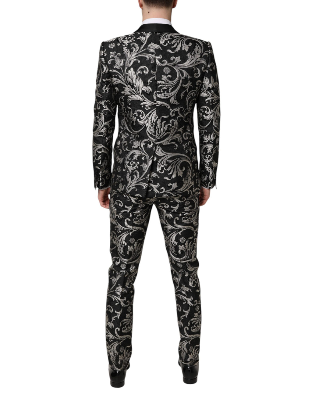 Dolce & Gabbana Black Gray MARTINI Jacquard Men 3 Piece Suit