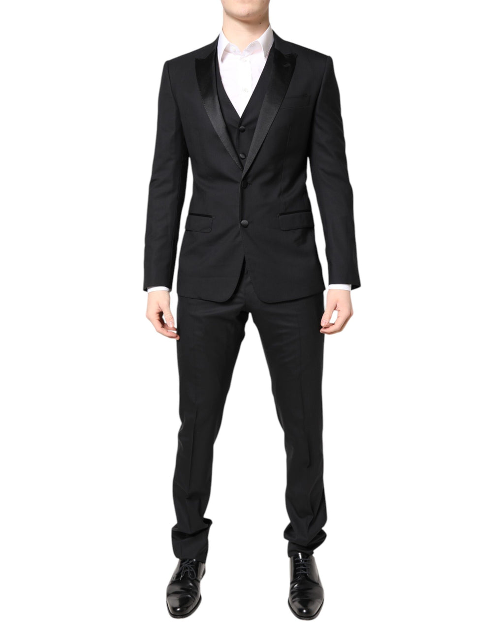 Dolce & Gabbana Black Wool Single Breasted 3 Piece Suit