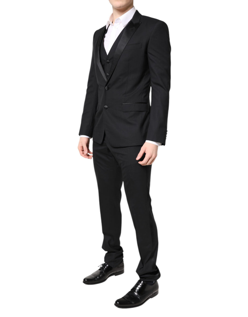 Dolce & Gabbana Black Wool Single Breasted 3 Piece Suit
