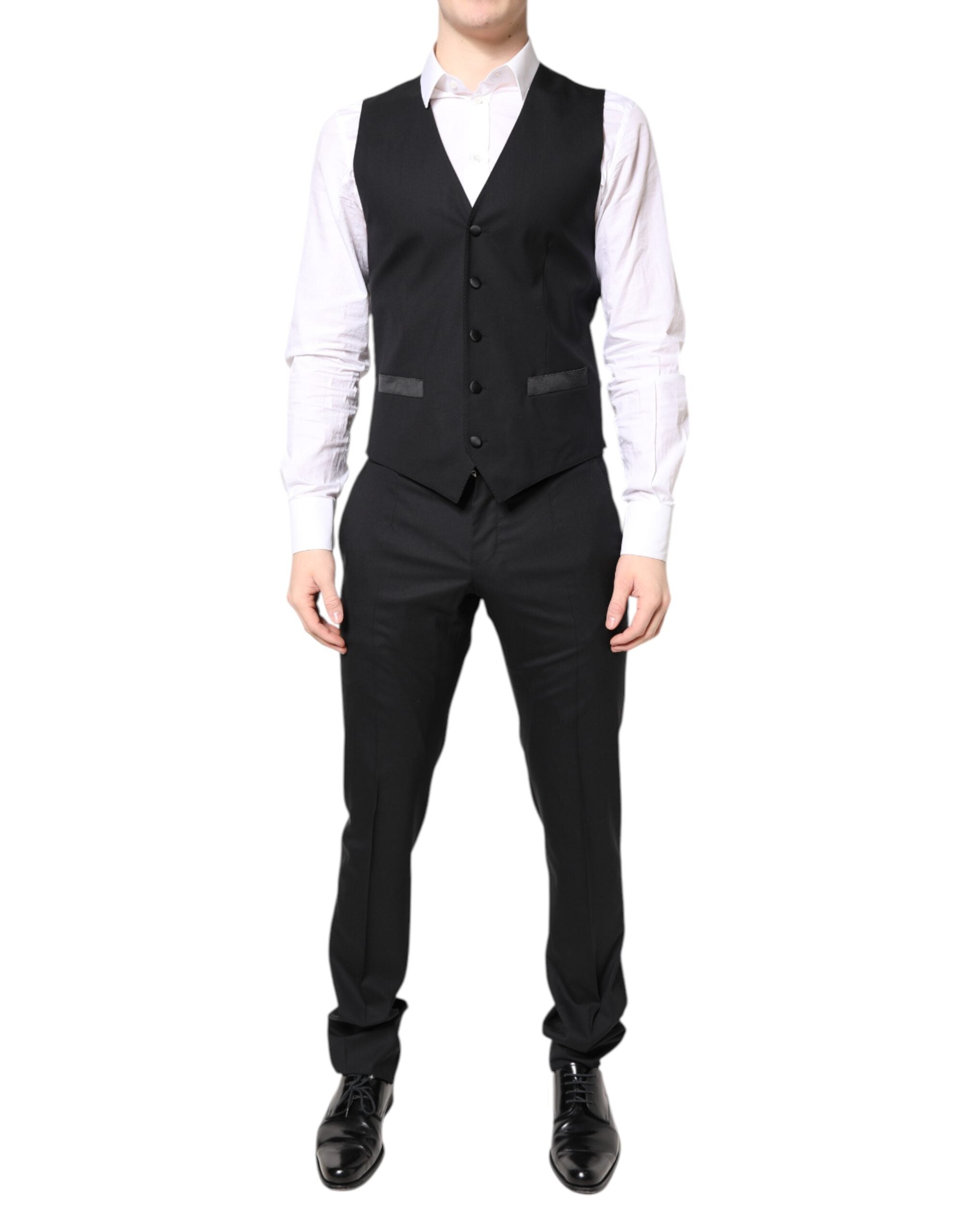 Dolce & Gabbana Black Wool Single Breasted 3 Piece Suit
