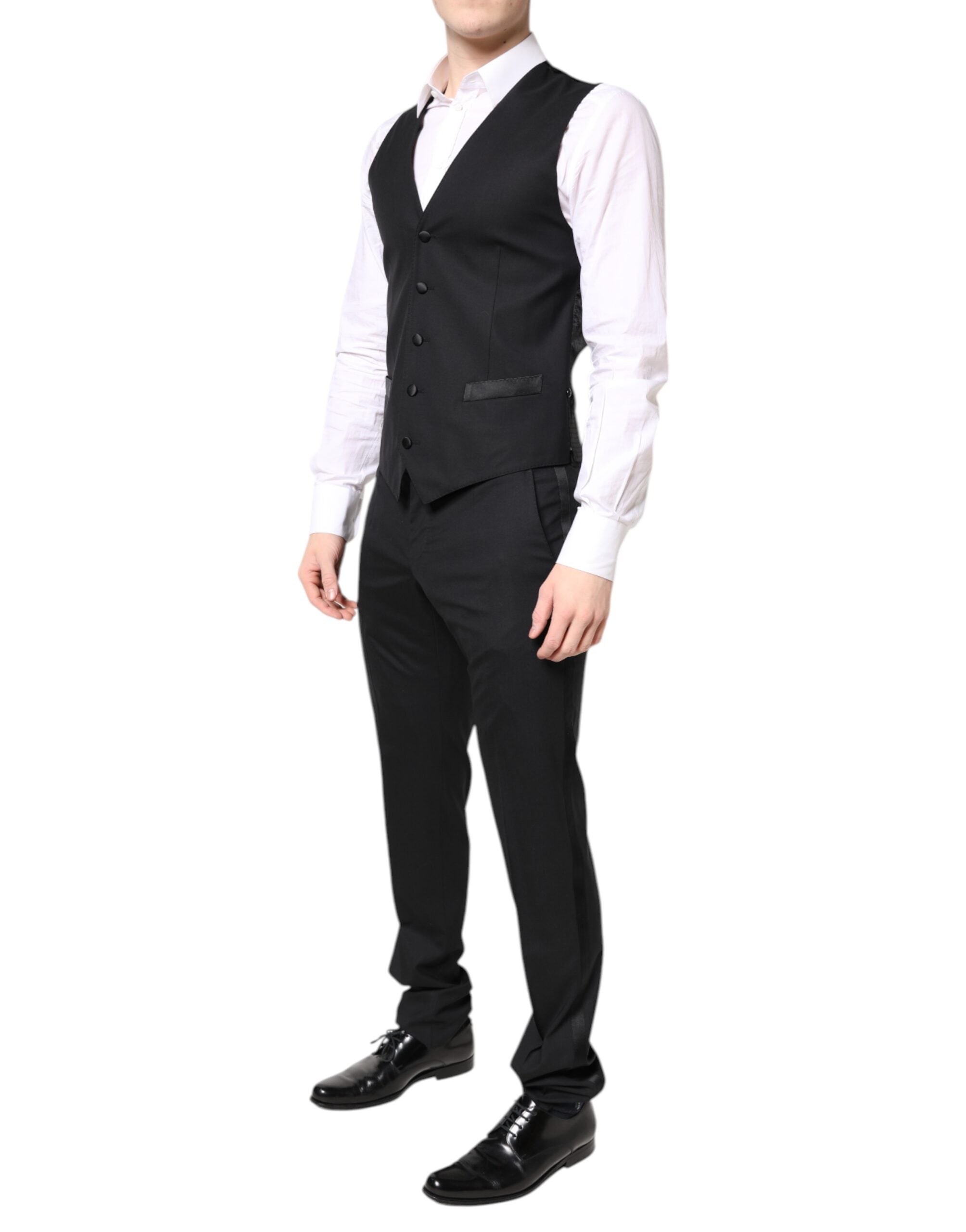 Dolce & Gabbana Black Wool Single Breasted 3 Piece Suit