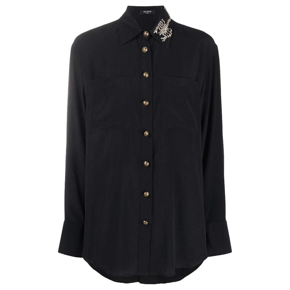 Balmain Black Silk Shirt