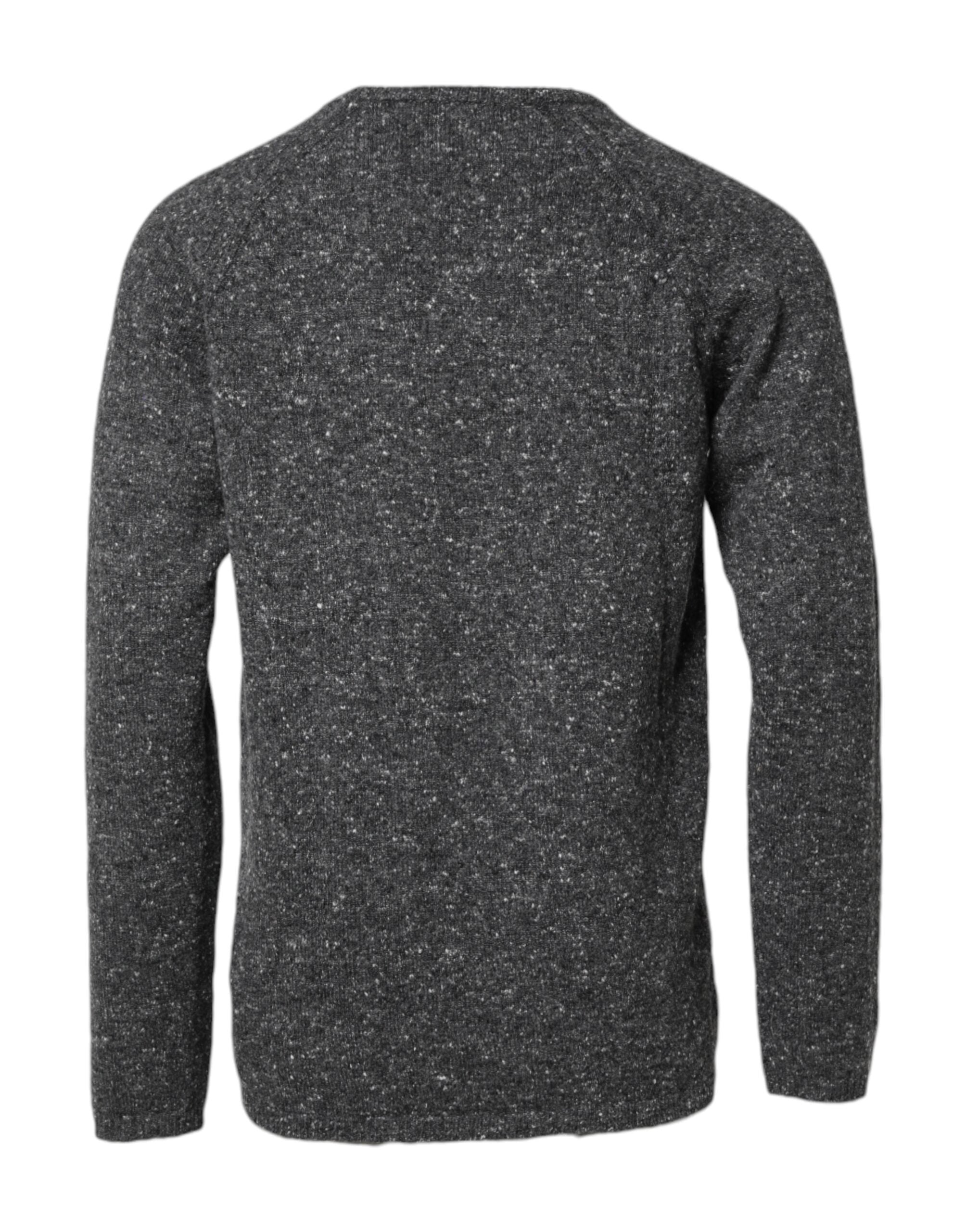 Dolce & Gabbana Gray Wool Knitted Round Neck Pullover Sweater