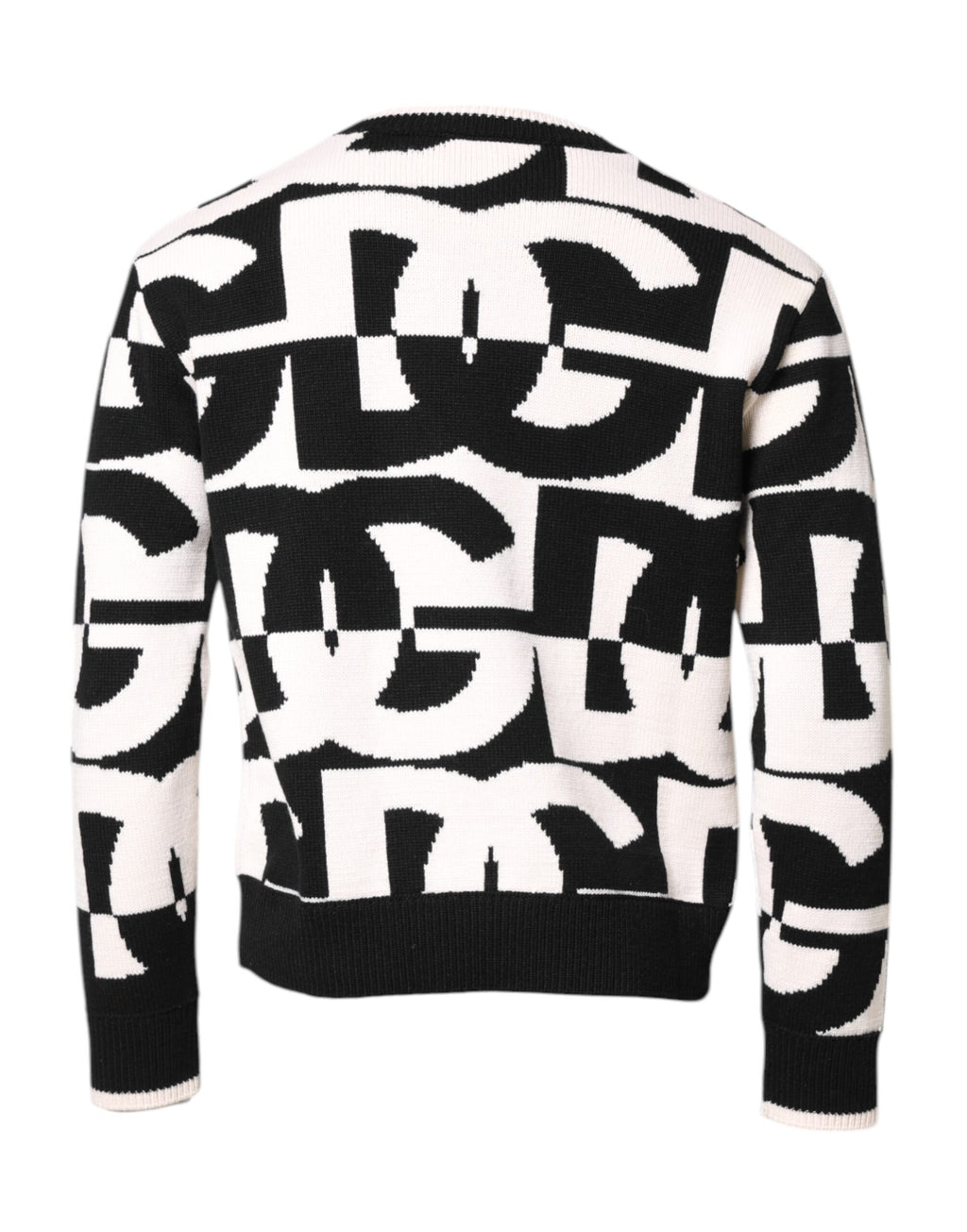 Dolce & Gabbana Black White Knit Logo Print Pullover Sweater