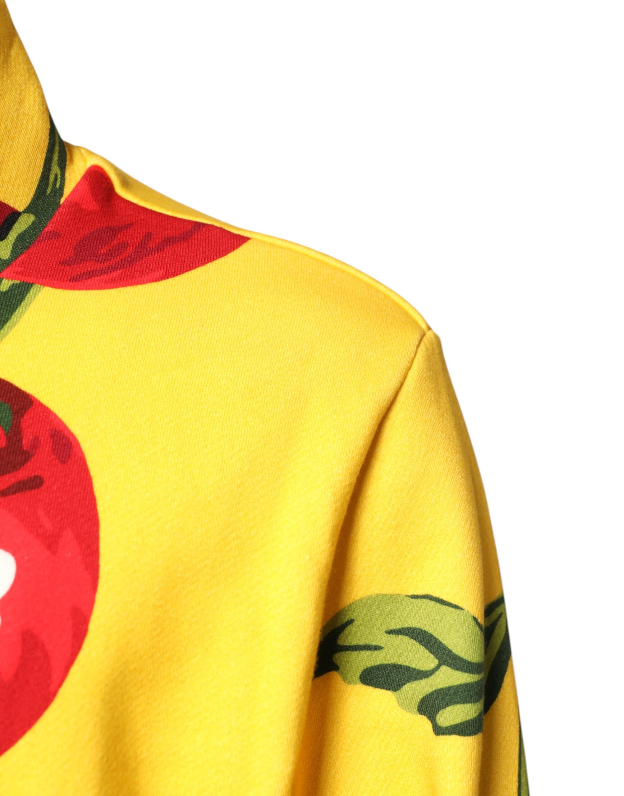 Dolce & Gabbana Yellow Cherry Print Full Zip Bomber Sweater
