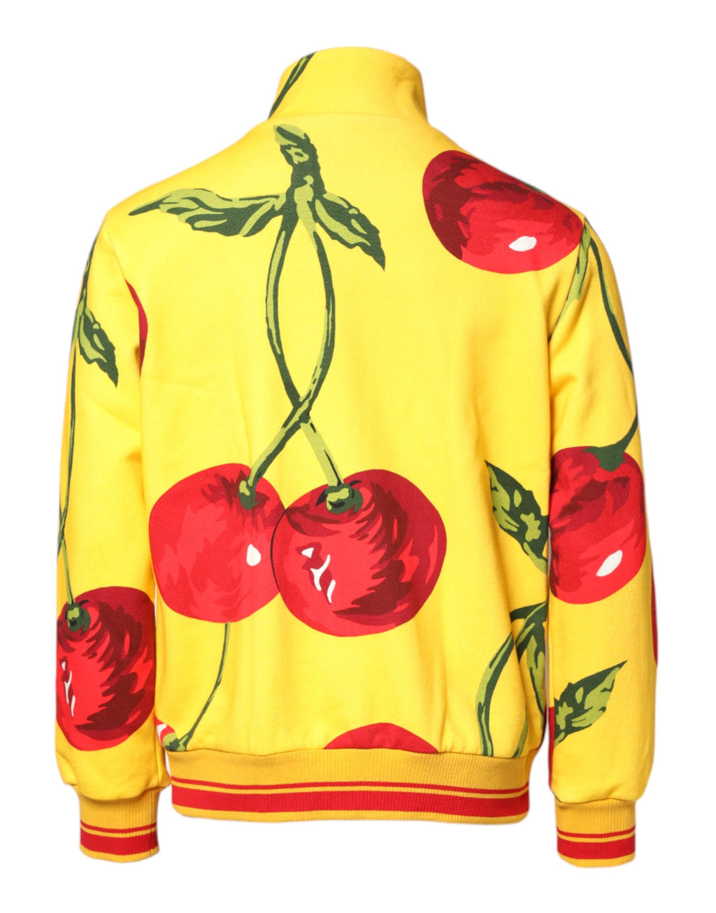 Dolce & Gabbana Yellow Cherry Print Full Zip Bomber Sweater