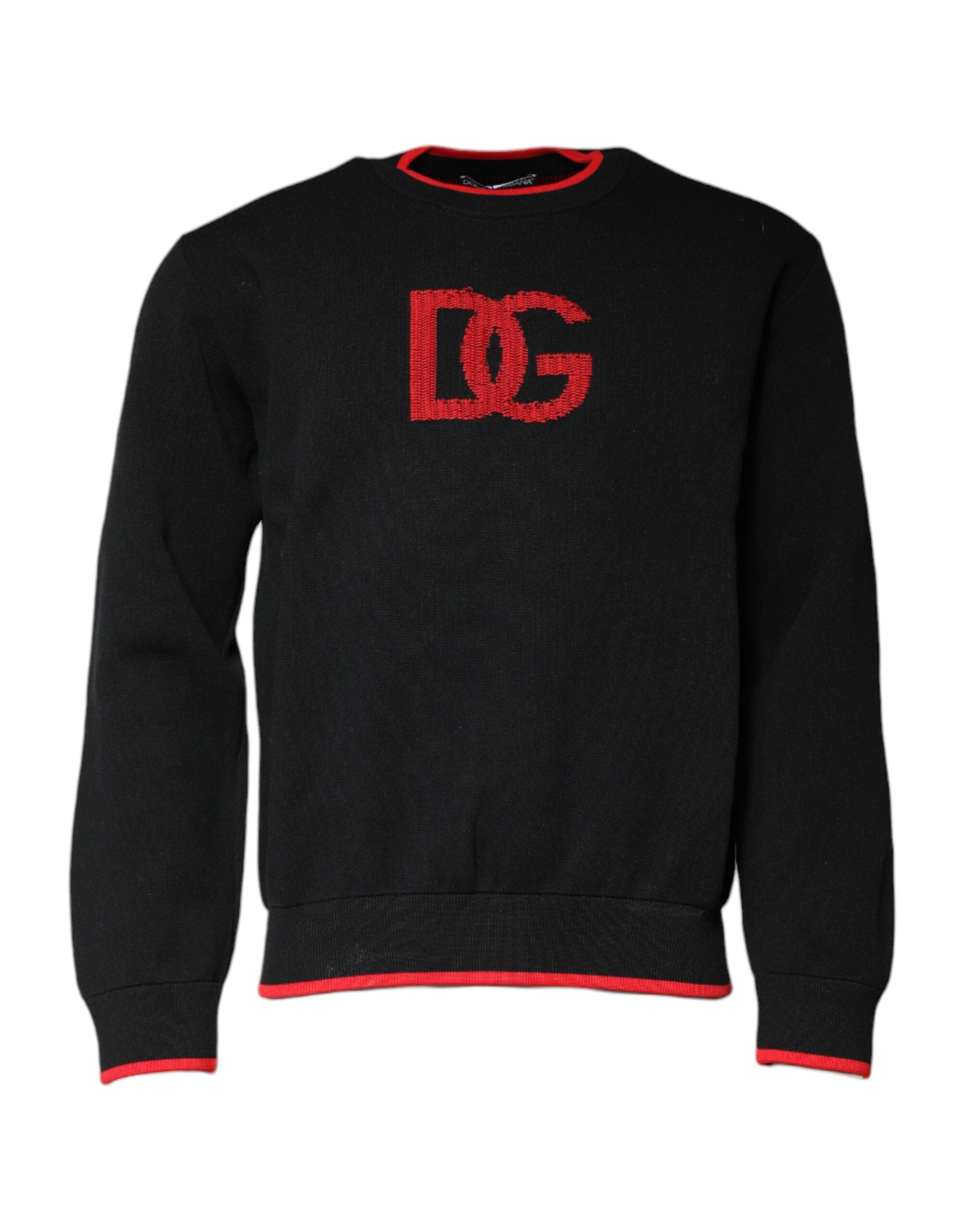 Dolce & Gabbana Black Nylon DGLogo Knit Men Pullover Sweater