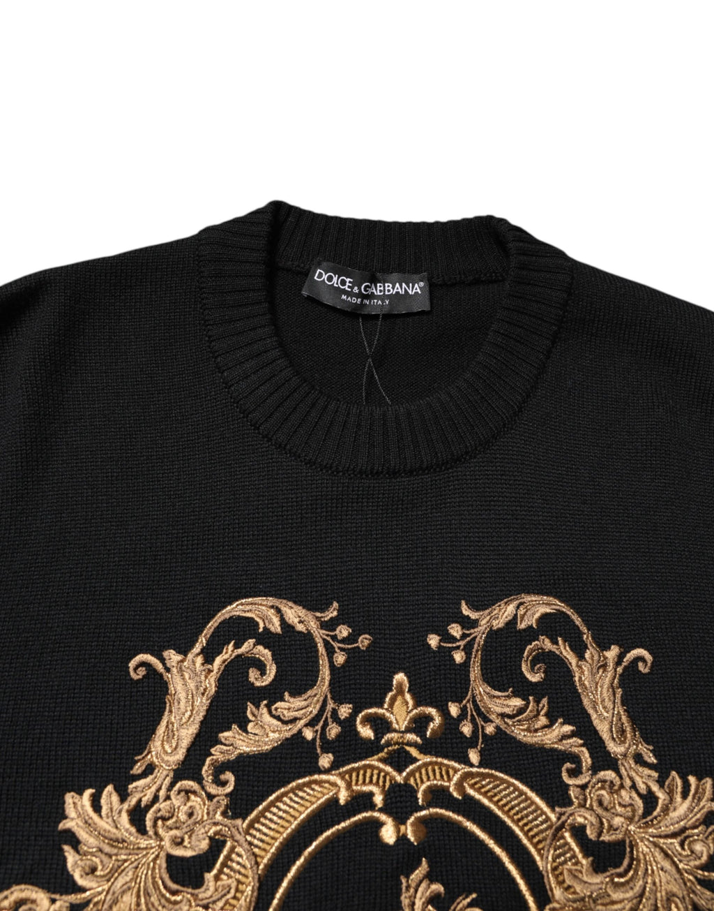 Dolce & Gabbana Black Logo Embroidery Knit Pullover Sweater