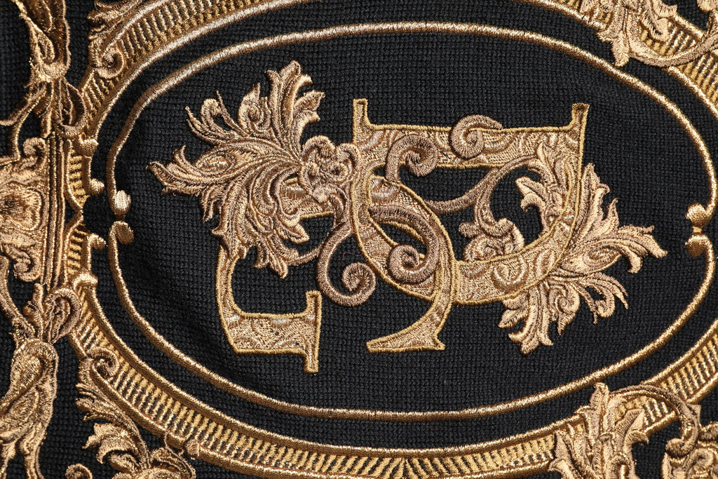 Dolce & Gabbana Black Logo Embroidery Knit Pullover Sweater