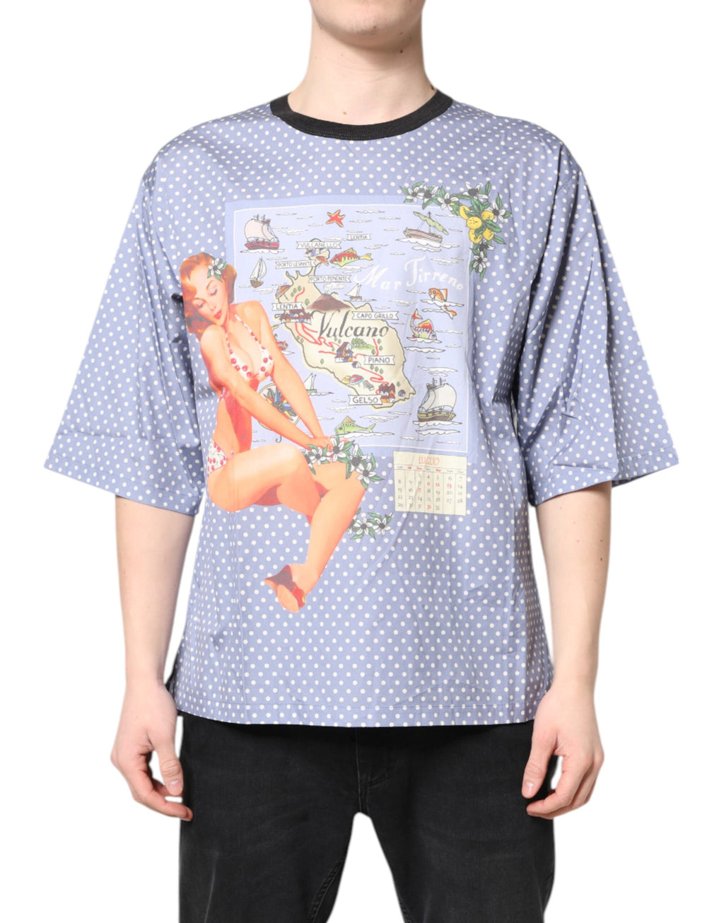 Dolce & Gabbana Light Blue Graphic Print Short Sleeve T-shirt