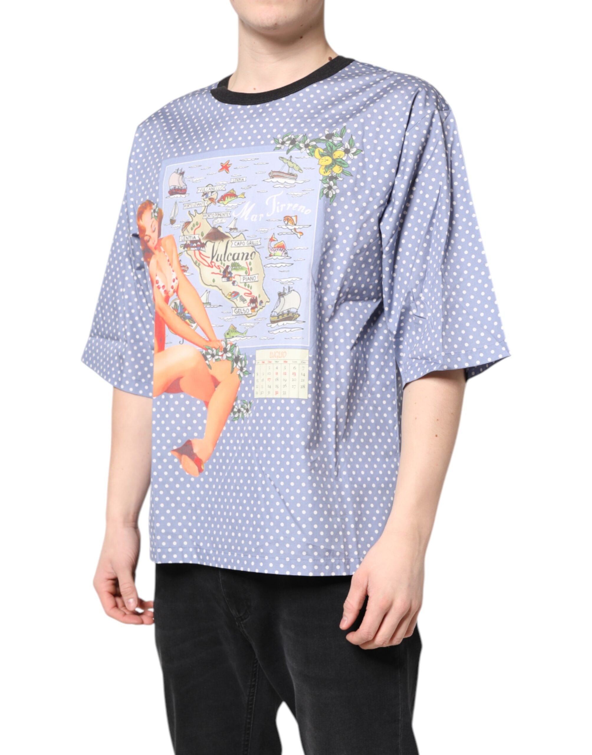 Dolce & Gabbana Light Blue Graphic Print Short Sleeve T-shirt