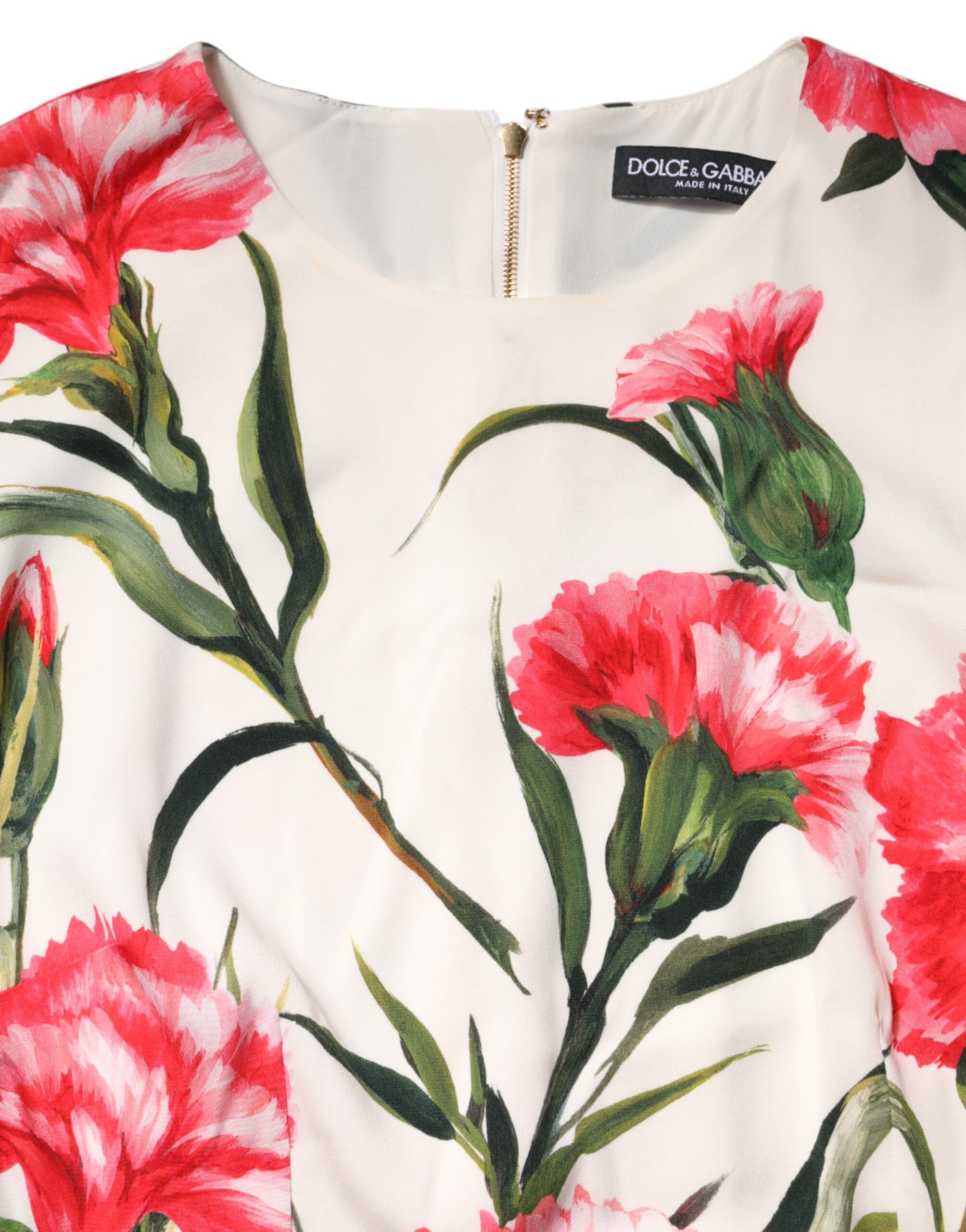 Dolce & Gabbana Pink Floral Print Short Sleeves Sheath Dress