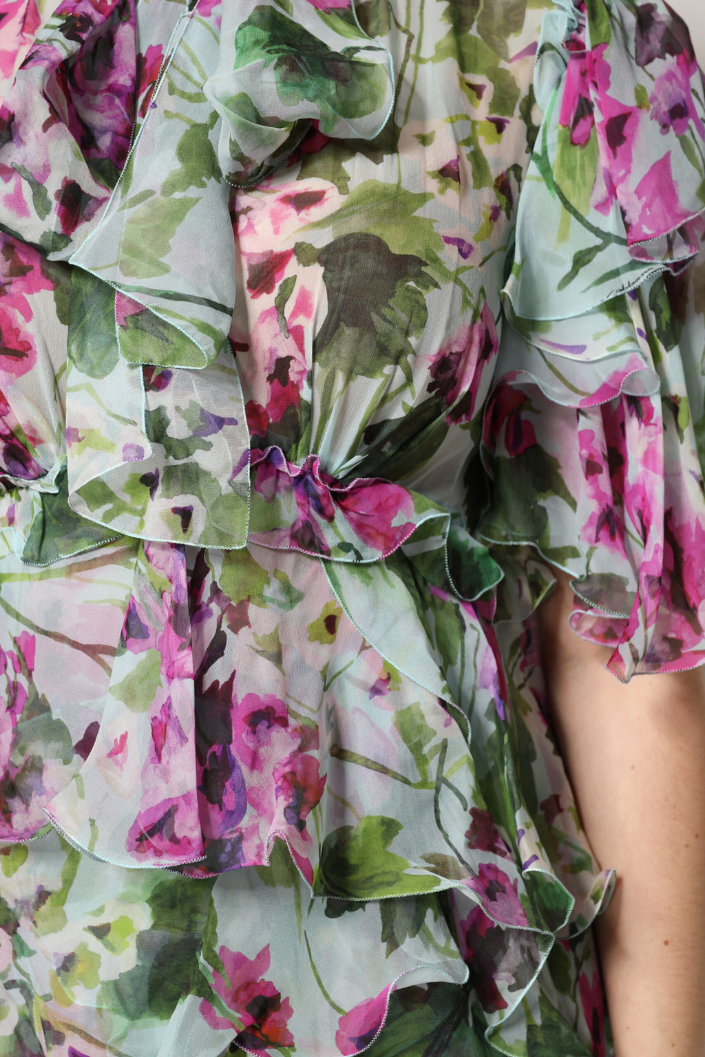 Dolce & Gabbana Multicolor Floral Silk Midi Layered Dress