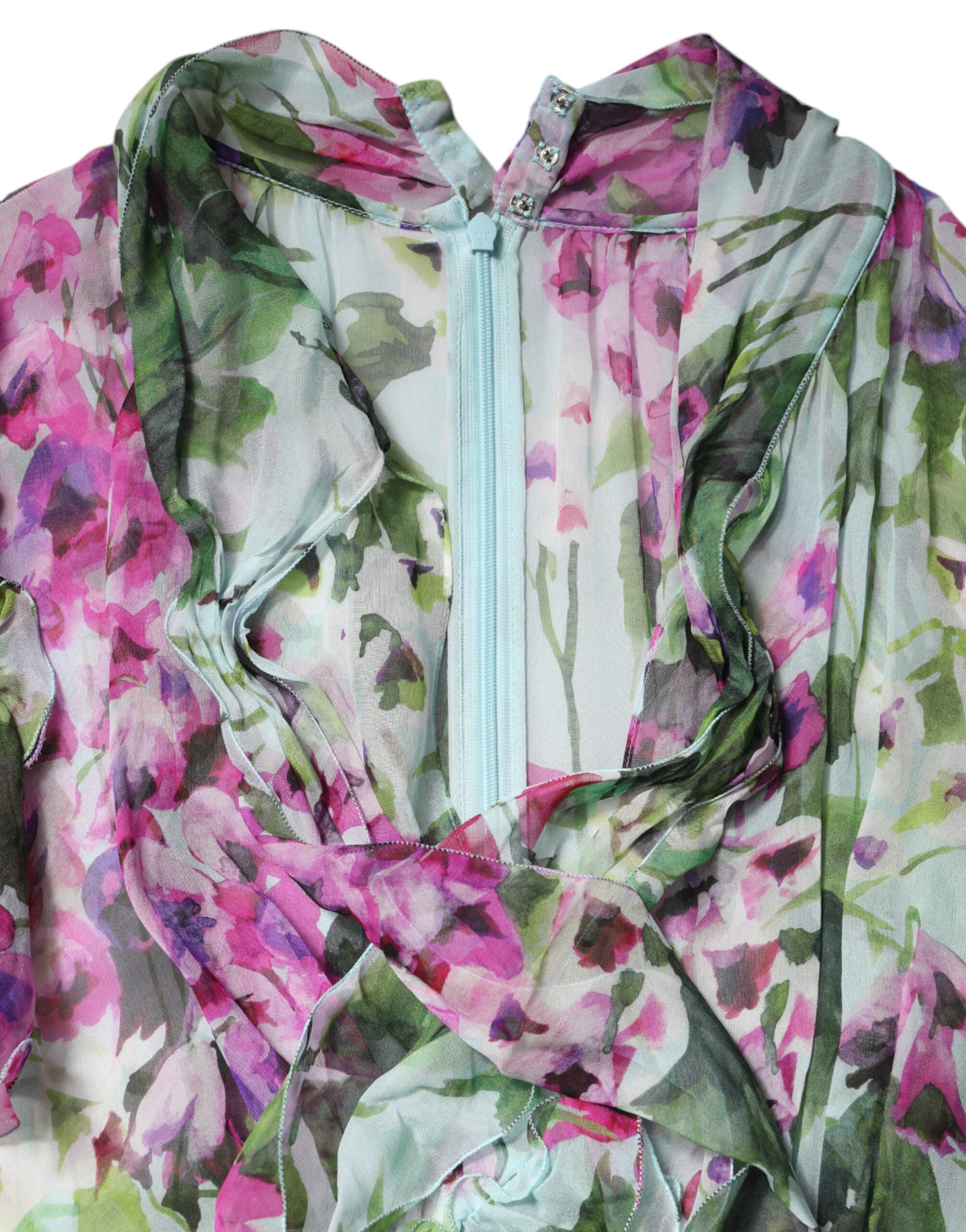 Dolce & Gabbana Multicolor Floral Silk Midi Layered Dress