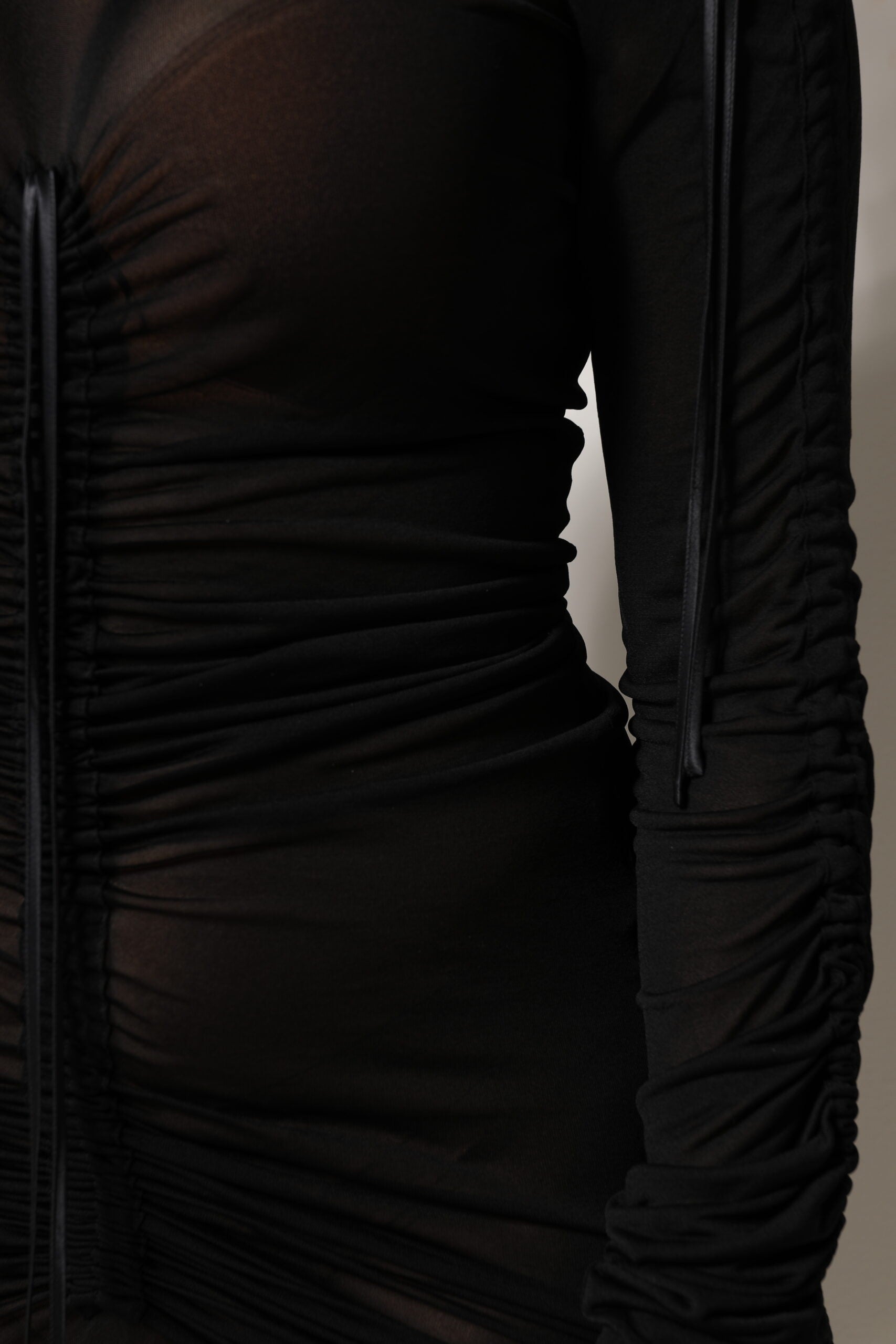 Dolce & Gabbana Black Mesh Trim Bodycon Long Sheath Dress