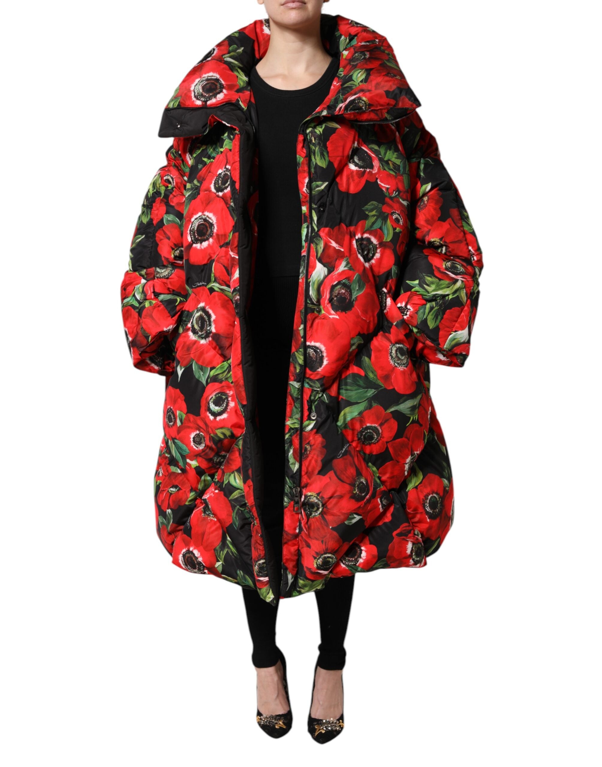 Dolce & Gabbana Multicolor Floral Full Zip Padded Jacket