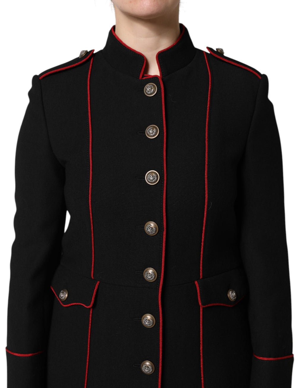 Dolce & Gabbana Black Wool Single Breasted Trench Coat Jacket
