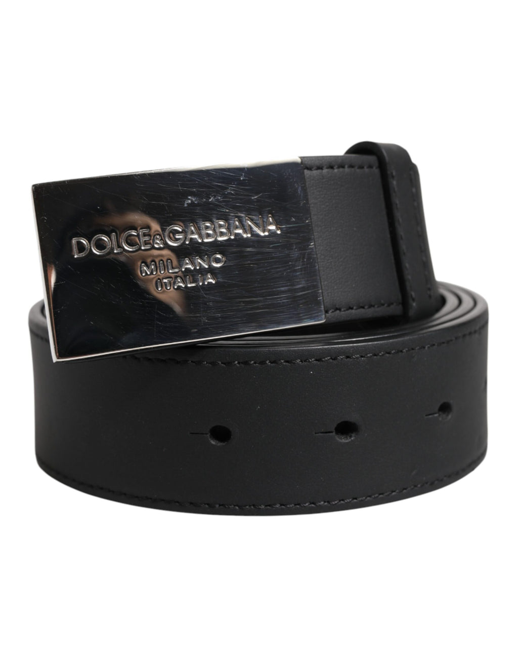 Dolce & Gabbana Black Classic Silver Metal Logo Buckle Belt