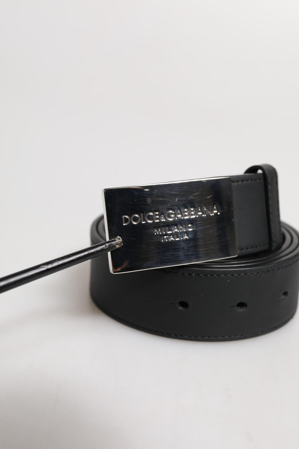 Dolce & Gabbana Black Classic Silver Metal Logo Buckle Belt