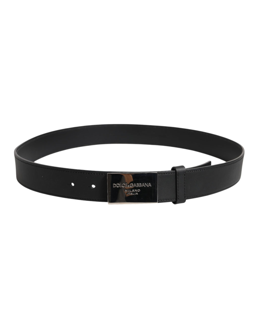 Dolce & Gabbana Black Classic Silver Metal Logo Buckle Belt