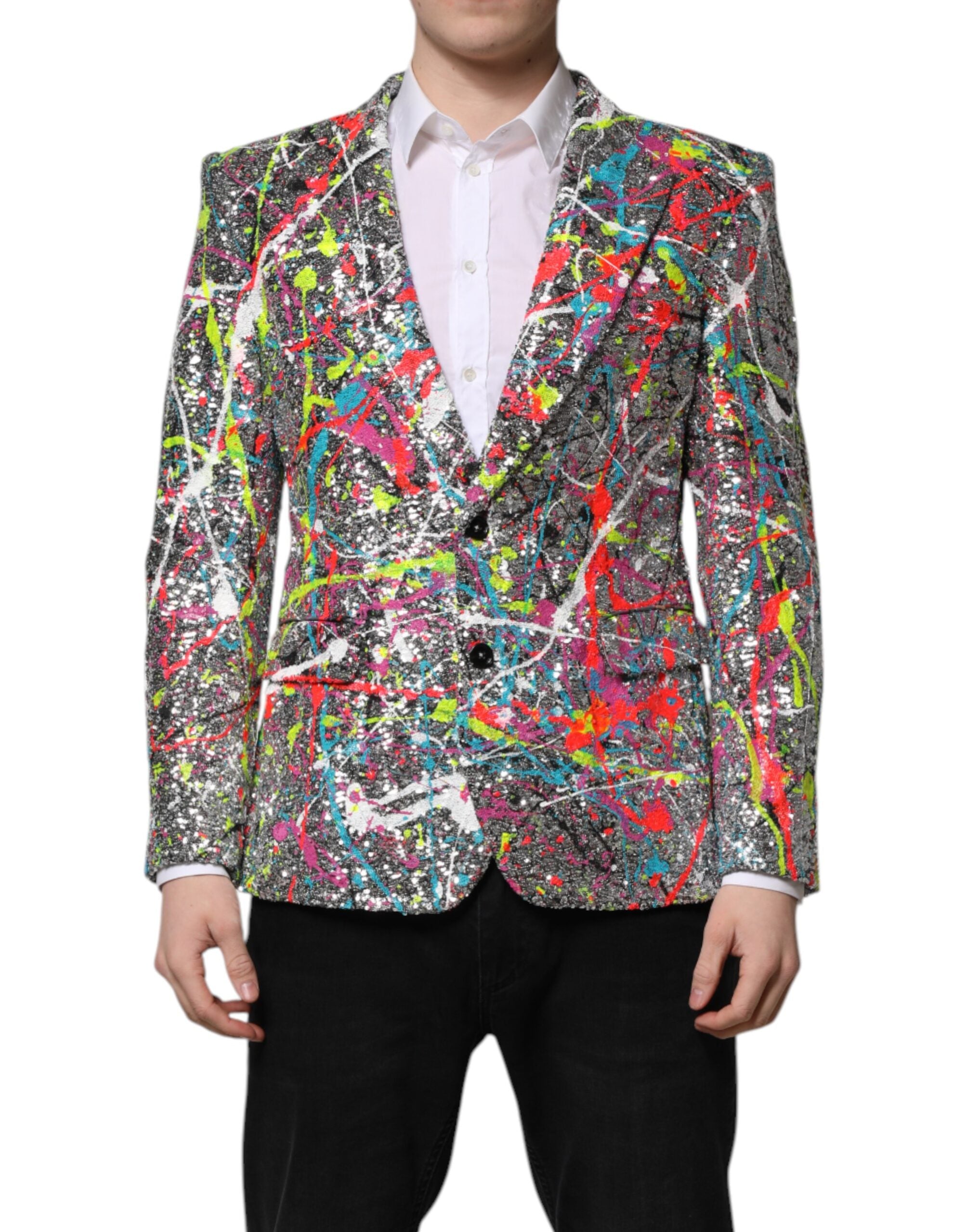 Dolce & Gabbana Multicolor Sequined SICILIA Coat Blazer