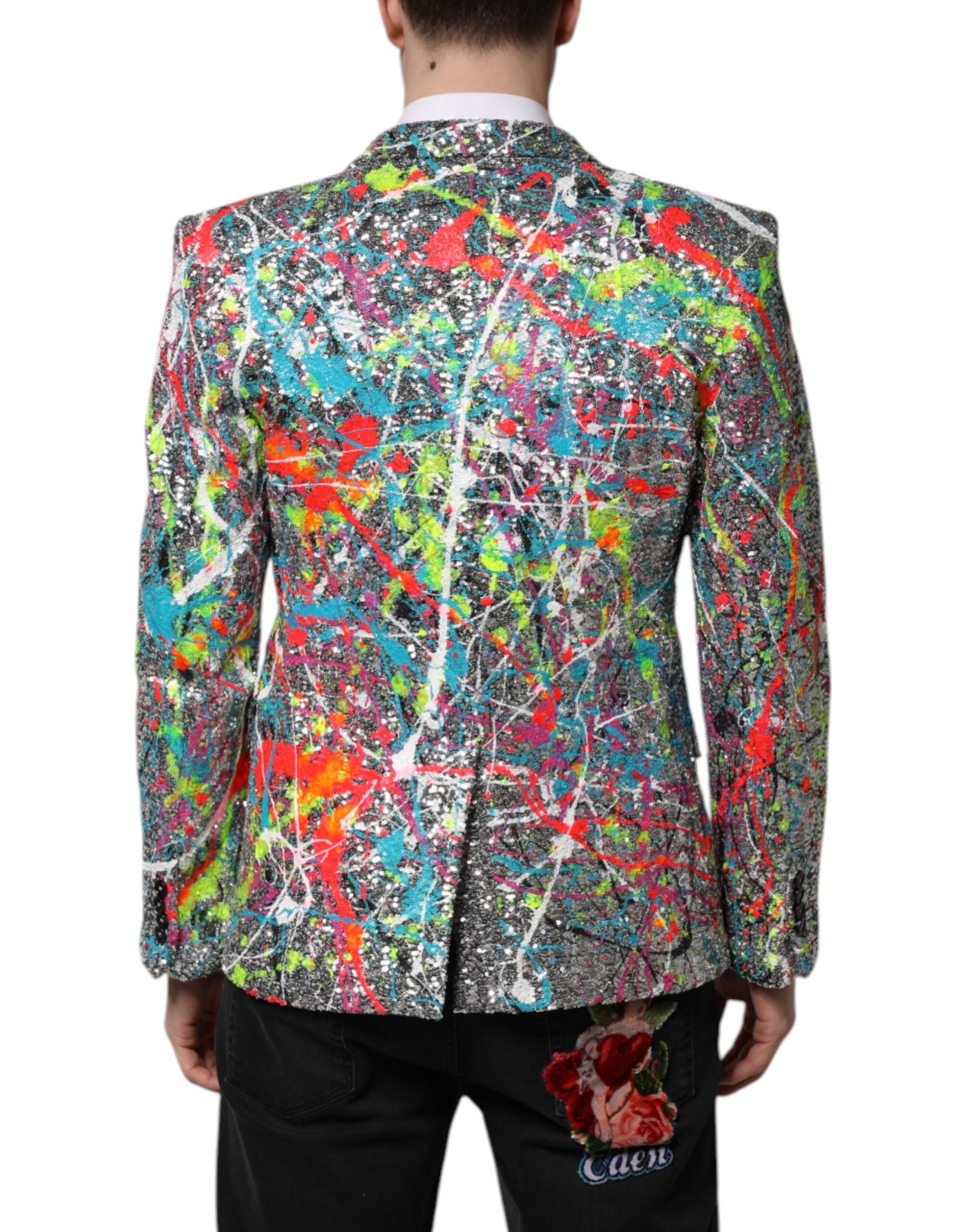 Dolce & Gabbana Multicolor Sequined SICILIA Coat Blazer